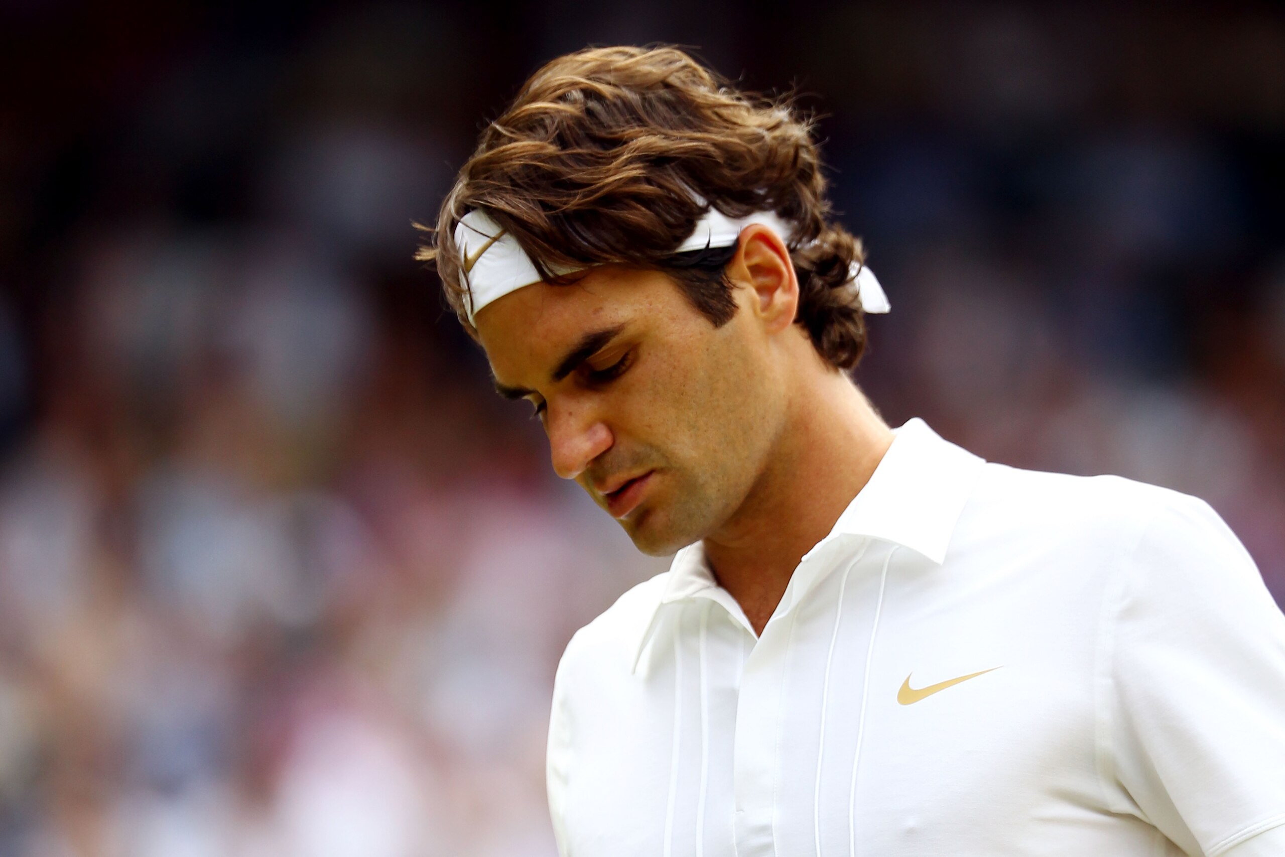 LONDON, ENGLAND - JUNE 30:  Roger Federer of Switzerland during his Quarter Final match against Tomas Berdych of Czech Republic on Day Nine of the Wimbledon Lawn Tennis Championships at the All England Lawn Tennis and Croquet Club on June 30, 2010 in Lond