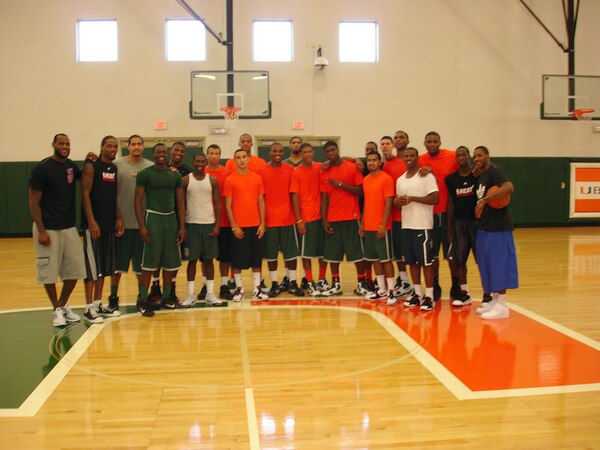LeBron James and other Heat players at UM basketball practice Thursday // Margaret Belch (@SIDiva8)