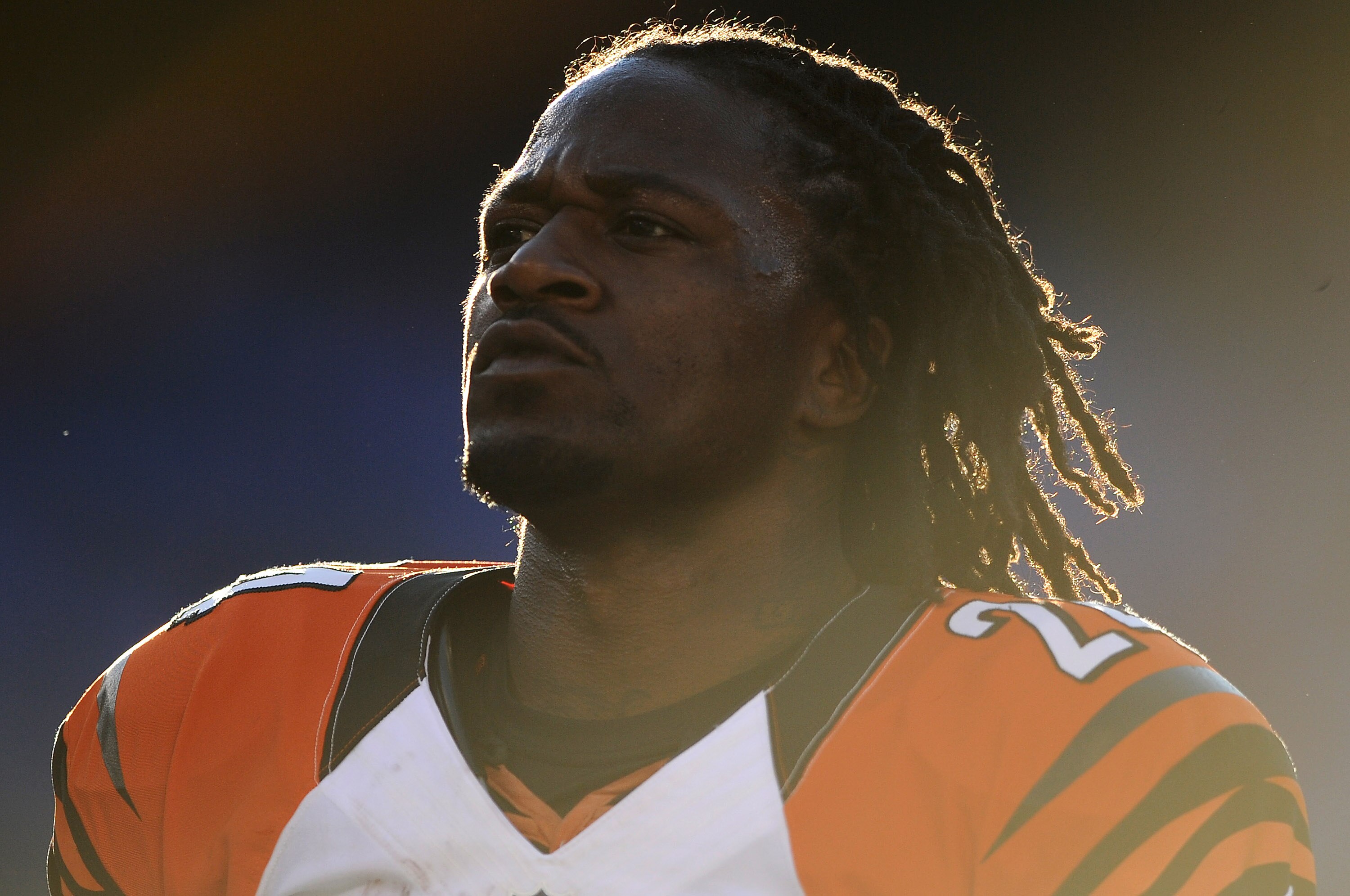BALTIMORE, MD - SEPTEMBER 10: Cornerback Adam Jones #24 of the Cincinnati Bengals stands on the field before playing the Baltimore Ravens at M&T Bank Stadium on September 10, 2012 in Baltimore, Maryland. The Ravens won 44-13. (Photo by Patrick Smith/Getty