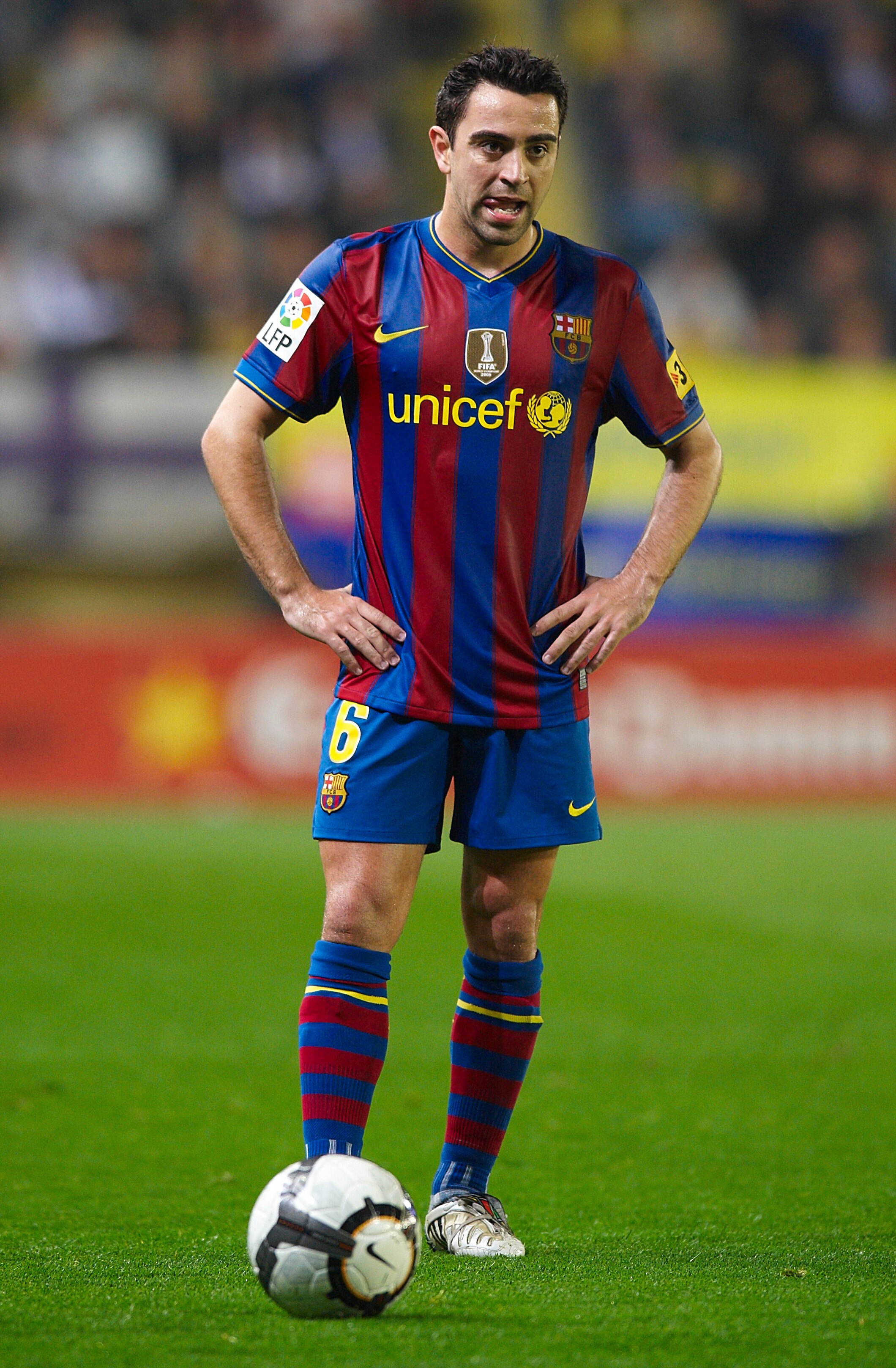 VILLARREAL, SPAIN - MAY 01:  Xavi Hernandez of FC Barcelona looks on during the La Liga match between Villarreal CF and FC Barcelona at El Madrigal stadium on May 1, 2010 in Villarreal, Spain. Barcelona won 4-1. (Photo by Manuel Queimadelos Alonso/Getty I