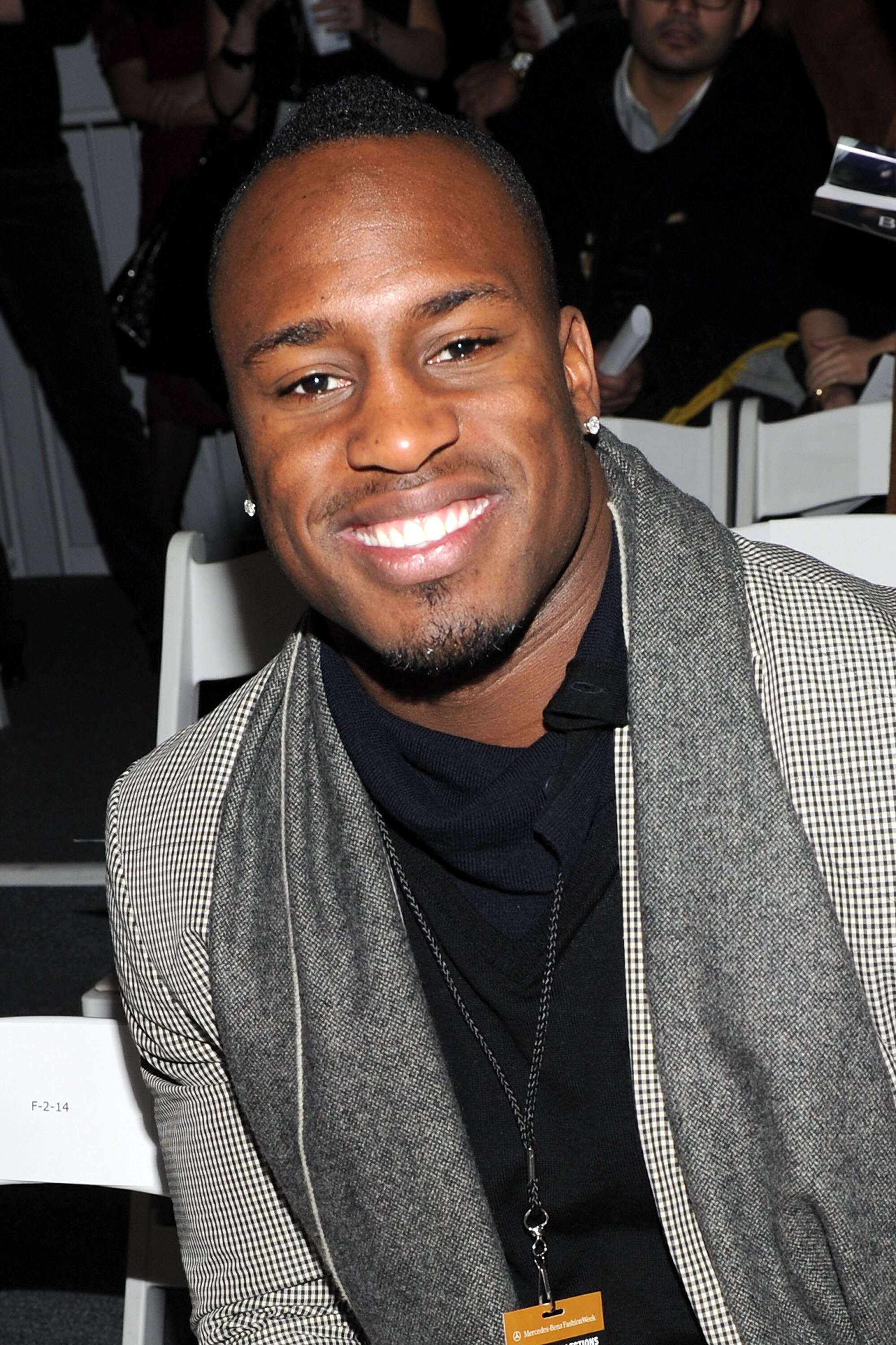 NEW YORK - FEBRUARY 11:  NFL player Vernon Davis attends the Duckie Brown Fall 2010 Fashion Show during Mercedes-Benz Fashion Week at The Salon at Bryant Park on February 11, 2010 in New York City.  (Photo by Jason Kempin/Getty Images for IMG)