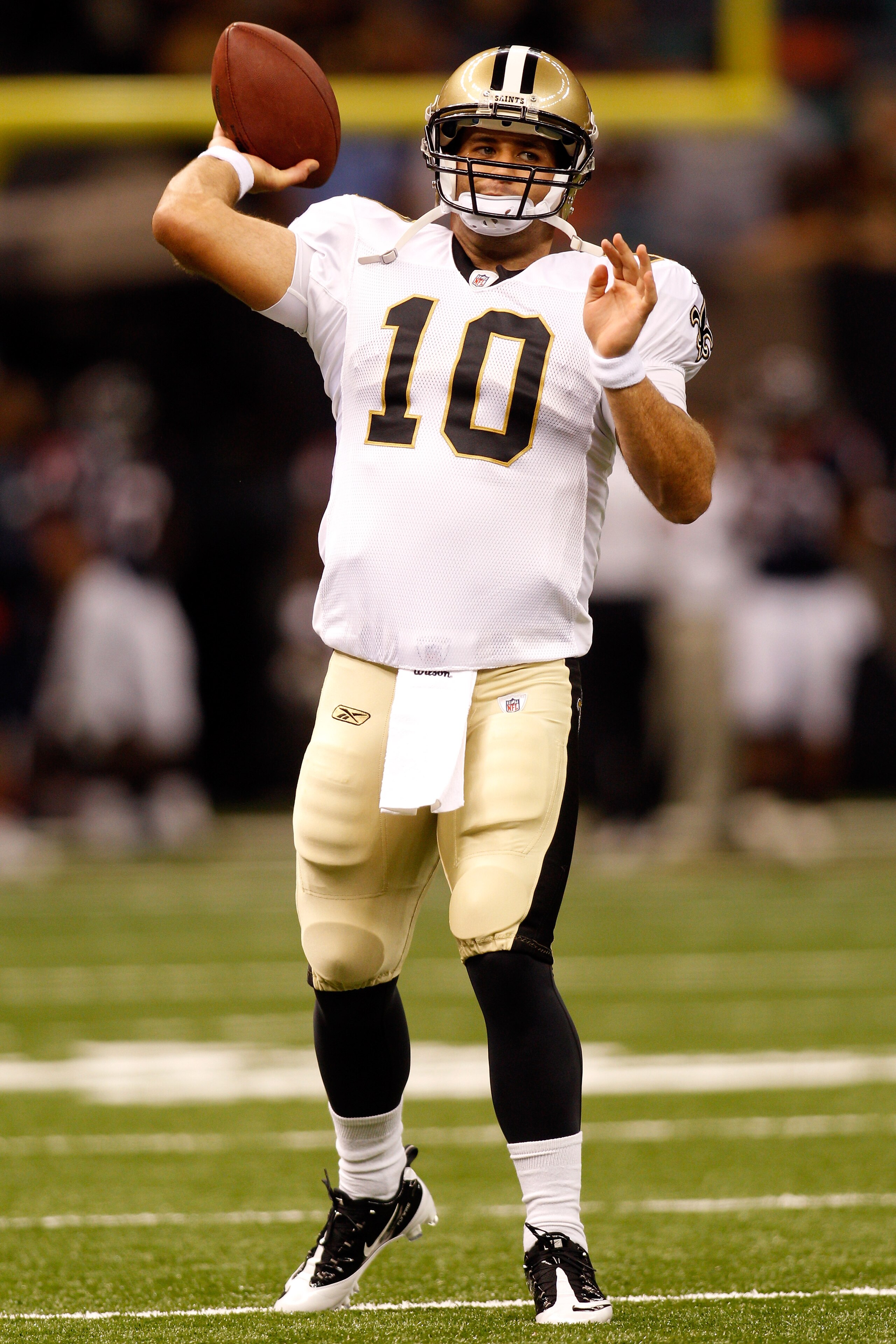 NEW ORLEANS - AUGUST 21: Chase Daniel #10 of the New Orleans Saints warms up during pregame before playing the Houston Texans at the Louisiana Superdome on August 21, 2010 in New Orleans, Louisiana. (Photo by Chris Graythen/Getty Images) NEW ORLEANS - AUGUST 21: Chase Daniel #10 of the New Orleans Saints warms up during pregame before playing the Houston Texans at the Louisiana Superdome on August 21, 2010 in New Orleans, Louisiana. (Photo by Chris Graythen/Getty Images)
