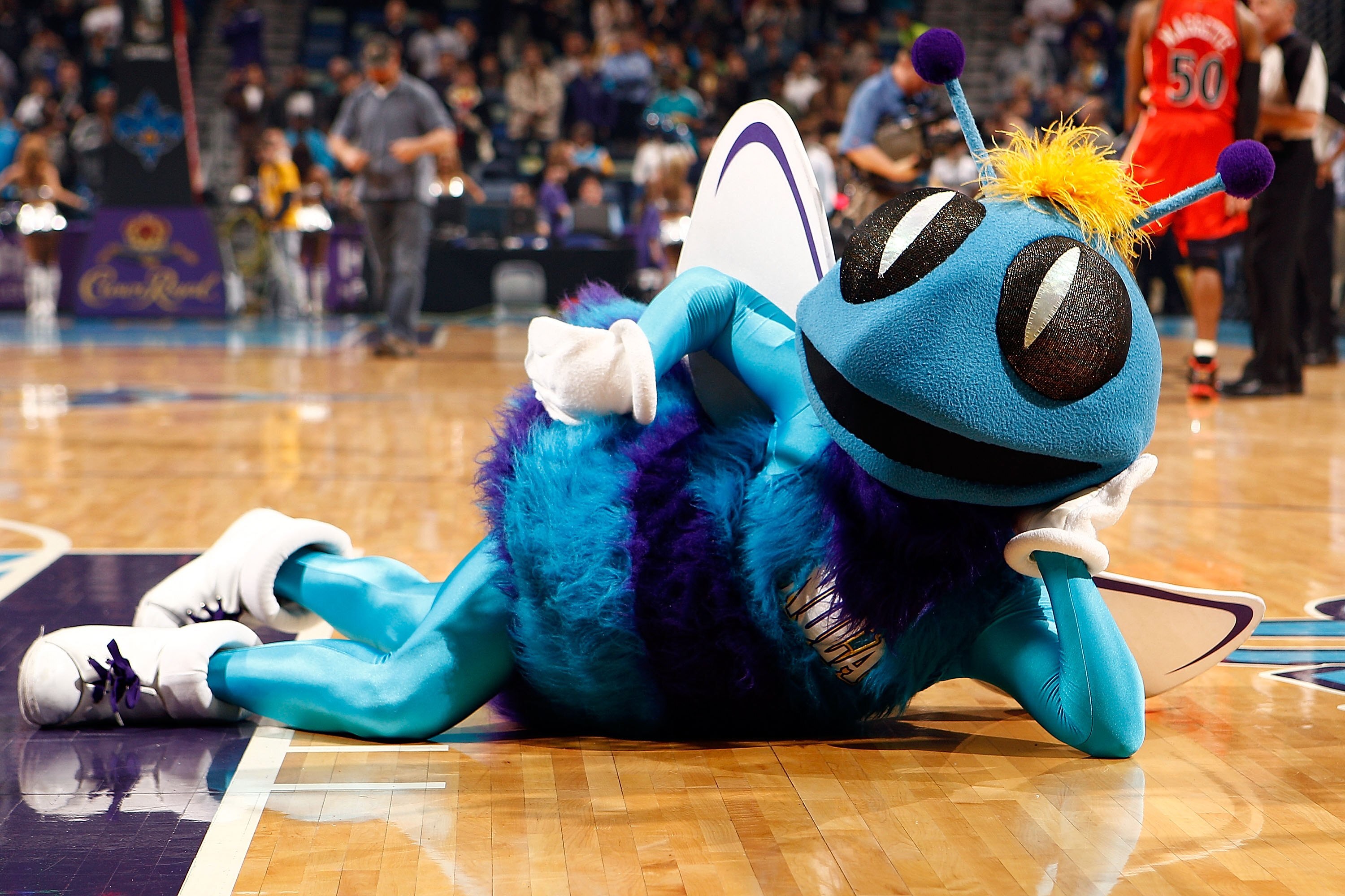 NEW ORLEANS - MARCH 08:  Hugo the mascot of the New Orleans Hornets performs at New Orleans Arena on March 8, 2010 in New Orleans, Louisiana.  NOTE TO USER: User expressly acknowledges and agrees that, by downloading and/or using this Photograph, User is 