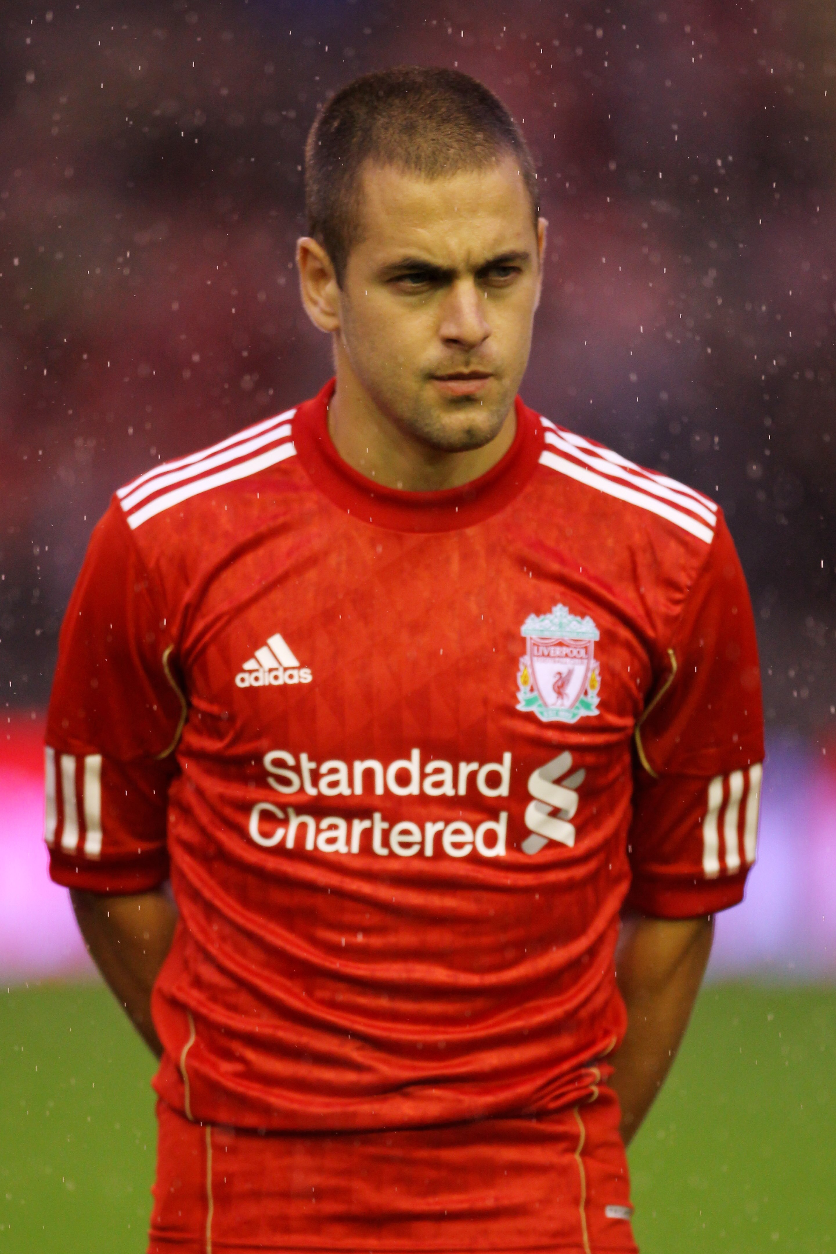 LIVERPOOL, ENGLAND - AUGUST 19:  Joe Cole of Liverpool looks on prior to the UEFA Europa League play-off first leg match beteween Liverpool and Trabzonspor at Anfield on August 19, 2010 in Liverpool, England.  (Photo by Alex Livesey/Getty Images)