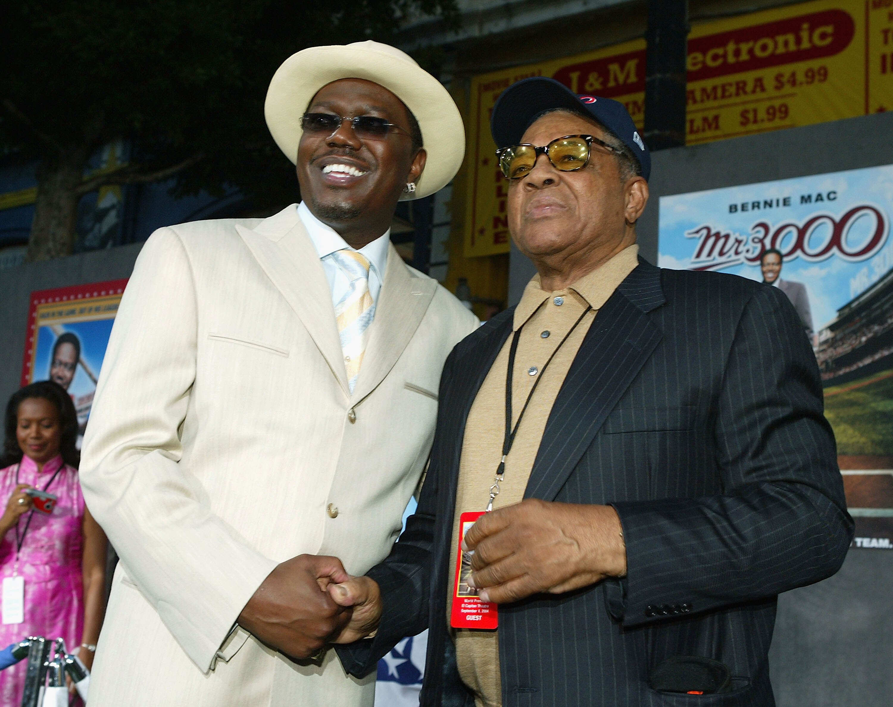 LOS ANGELES - SEPTEMBER 8:  Actor Bernie Mac (L) and former MLB Hall of Famer Willie Mays attend the premiere of Touchstone Pictures' 'Mr. 3000' at the El Capitan Theatre on September 8, 2004 in Los Angeles, California.  (Photo by Kevin Winter/Getty Image