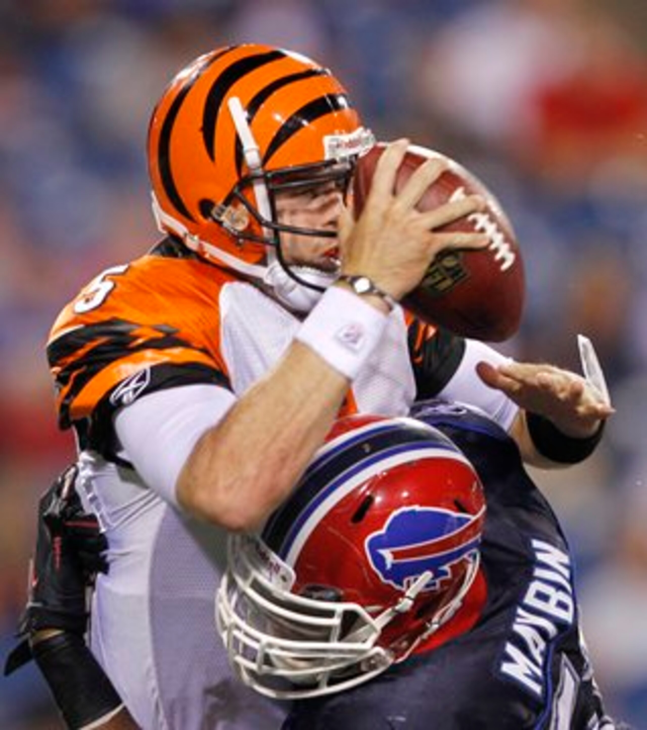 One of Aaron Maybin's two sacks vs Bengals