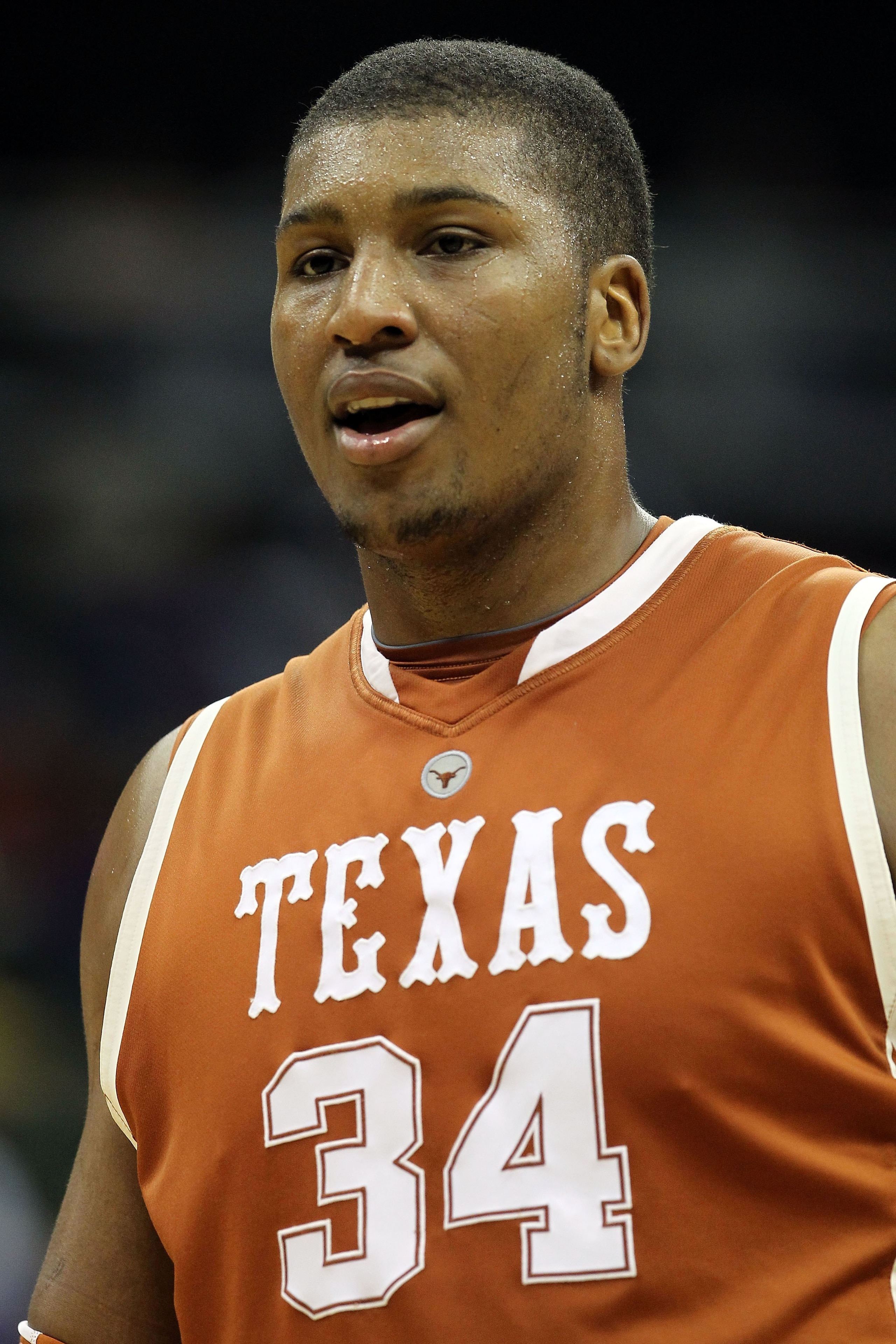 KANSAS CITY, MO - MARCH 11:  Dexter Pittman #34 of the Texas Longhorns looks on he ball while taking on the Baylor Bears during the quarterfinals of the 2010 Phillips 66 Big 12 Men's Basketball Tournament at the Sprint Center on March 11, 2010 in Kansas C