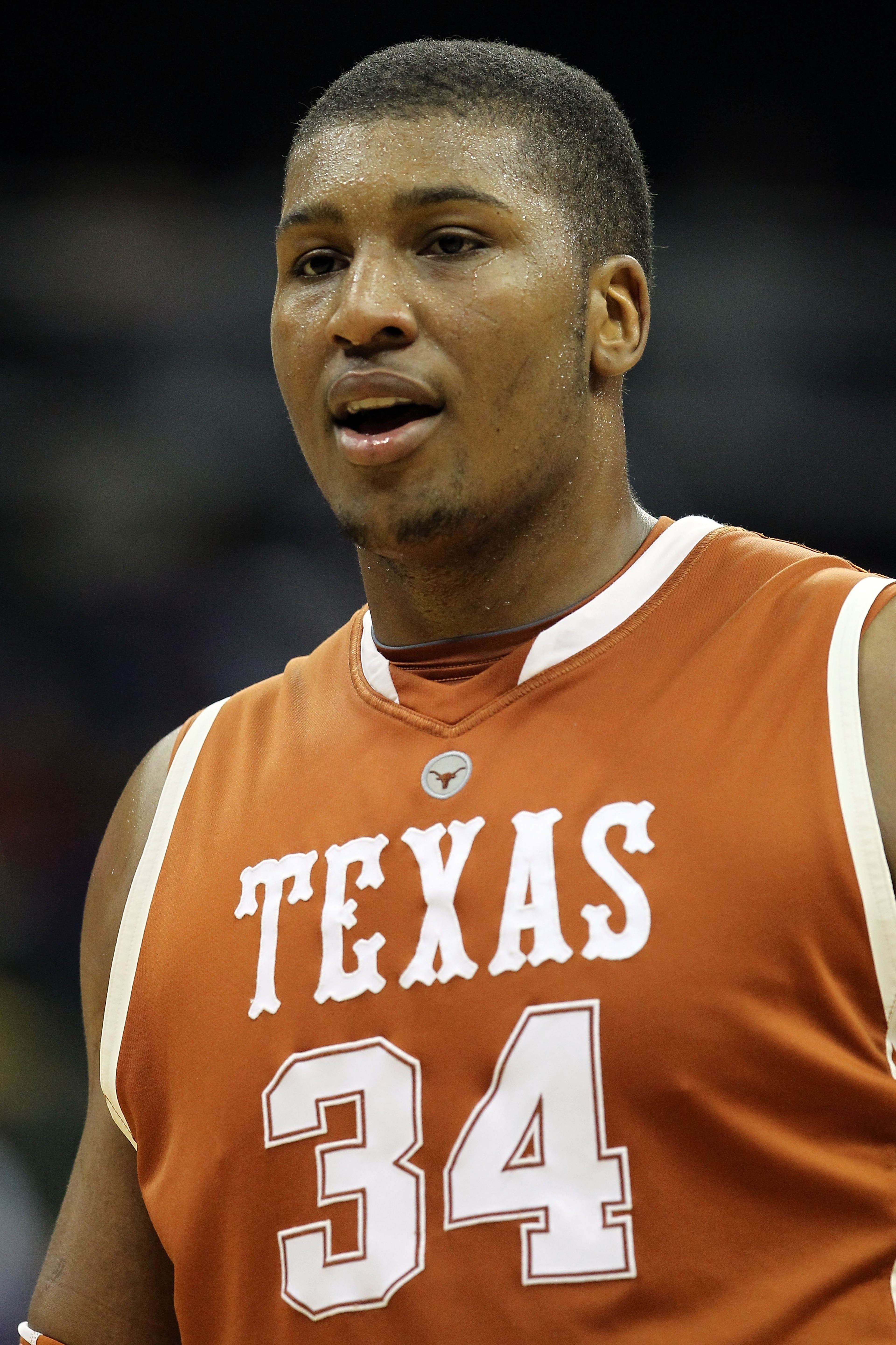 KANSAS CITY, MO - MARCH 11:  Dexter Pittman #34 of the Texas Longhorns looks on he ball while taking on the Baylor Bears during the quarterfinals of the 2010 Phillips 66 Big 12 Men's Basketball Tournament at the Sprint Center on March 11, 2010 in Kansas C