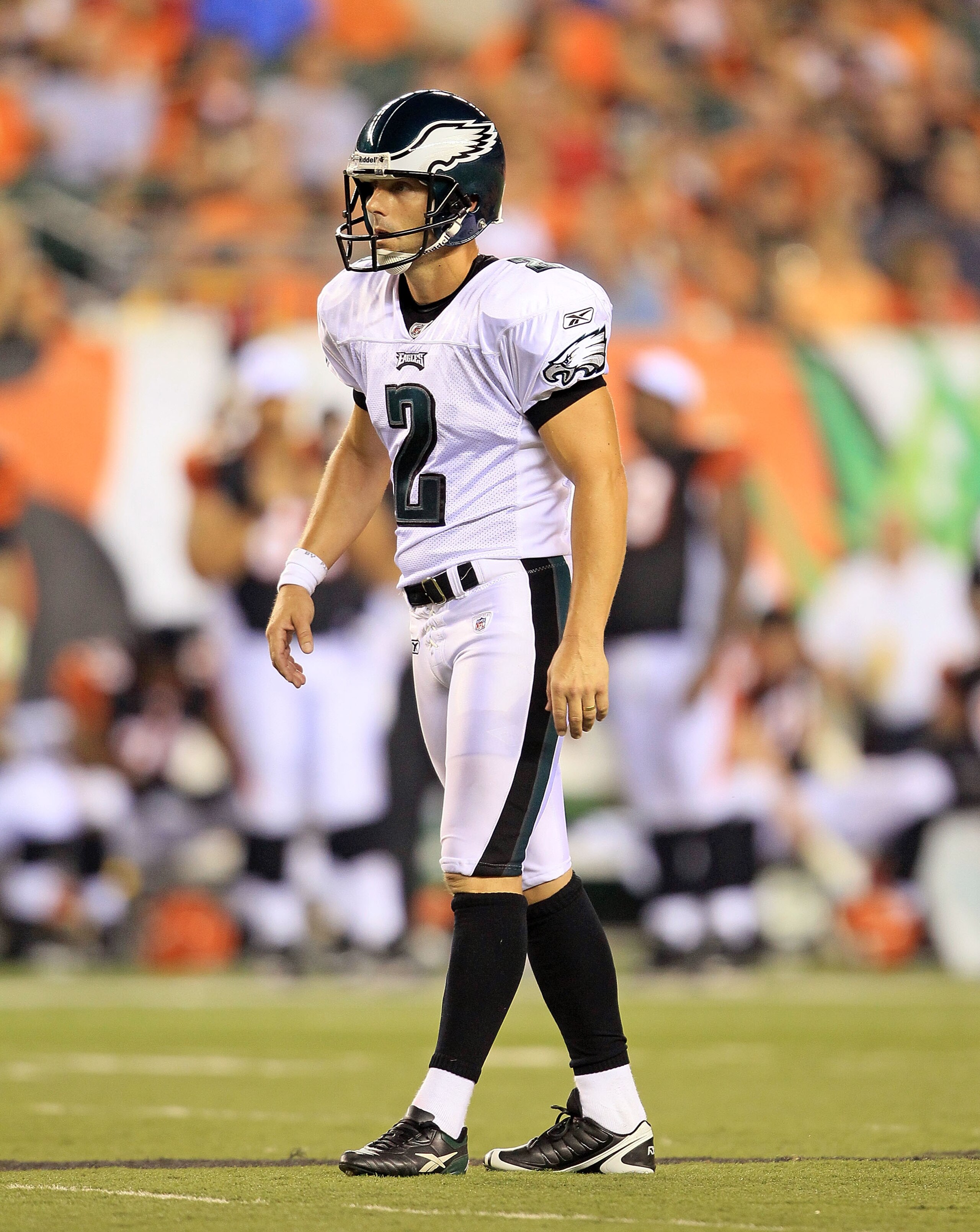 CINCINNATI - AUGUST 20:  David Akers #2 of the Philadelphia Eagles is pictured during the NFL preseason game against the Cincinnati Bengals at Paul Brown Stadium on August 20, 2010 in Cincinnati, Ohio.  (Photo by Andy Lyons/Getty Images)