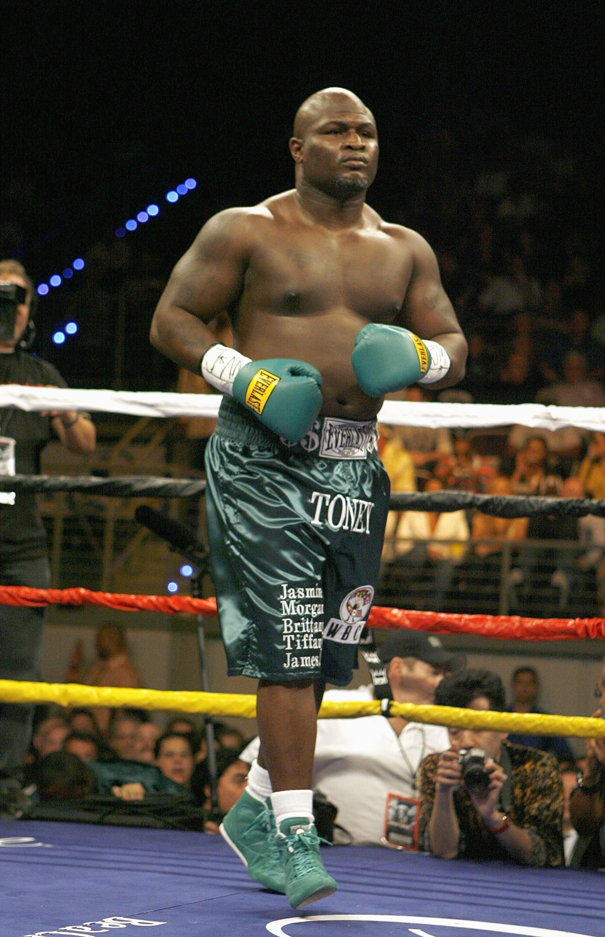 HOLLYWOOD, FL - JANUARY 06: James 'Lights Out' Toney enters the ring during the bout against Samuel 'Nigerian Nightmare' Peter in a WBC heavyweight title eliminator fight at the Hard Rock Hotel and Casino January 6, 2007 in Hollywood, Florida. (Photo by M
