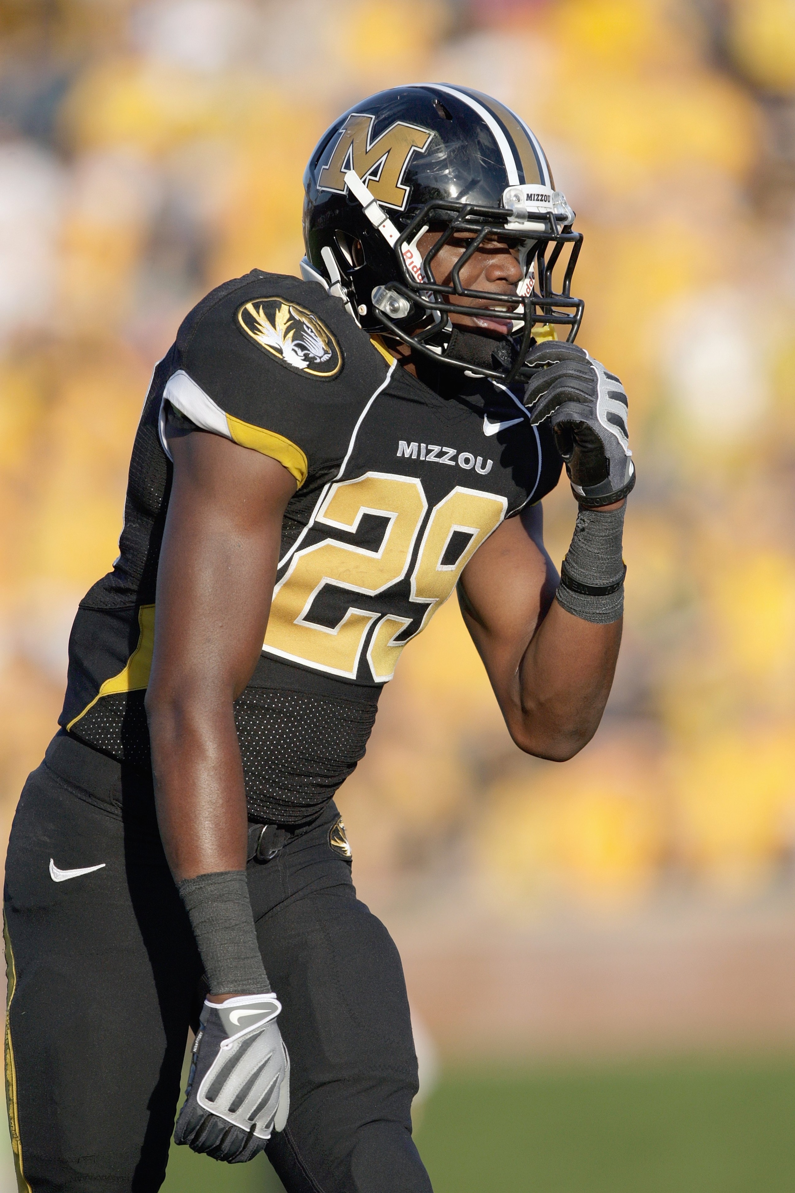 COLUMBIA, MO - NOVEMBER 7:  Jerrell Jackson #29 of the Missouri Tigers gets ready during the game against the Baylor Bears at Faurot Field/Memorial Stadium on November 7, 2009 in Columbia, Missouri. (Photo by Jamie Squire/Getty Images)
