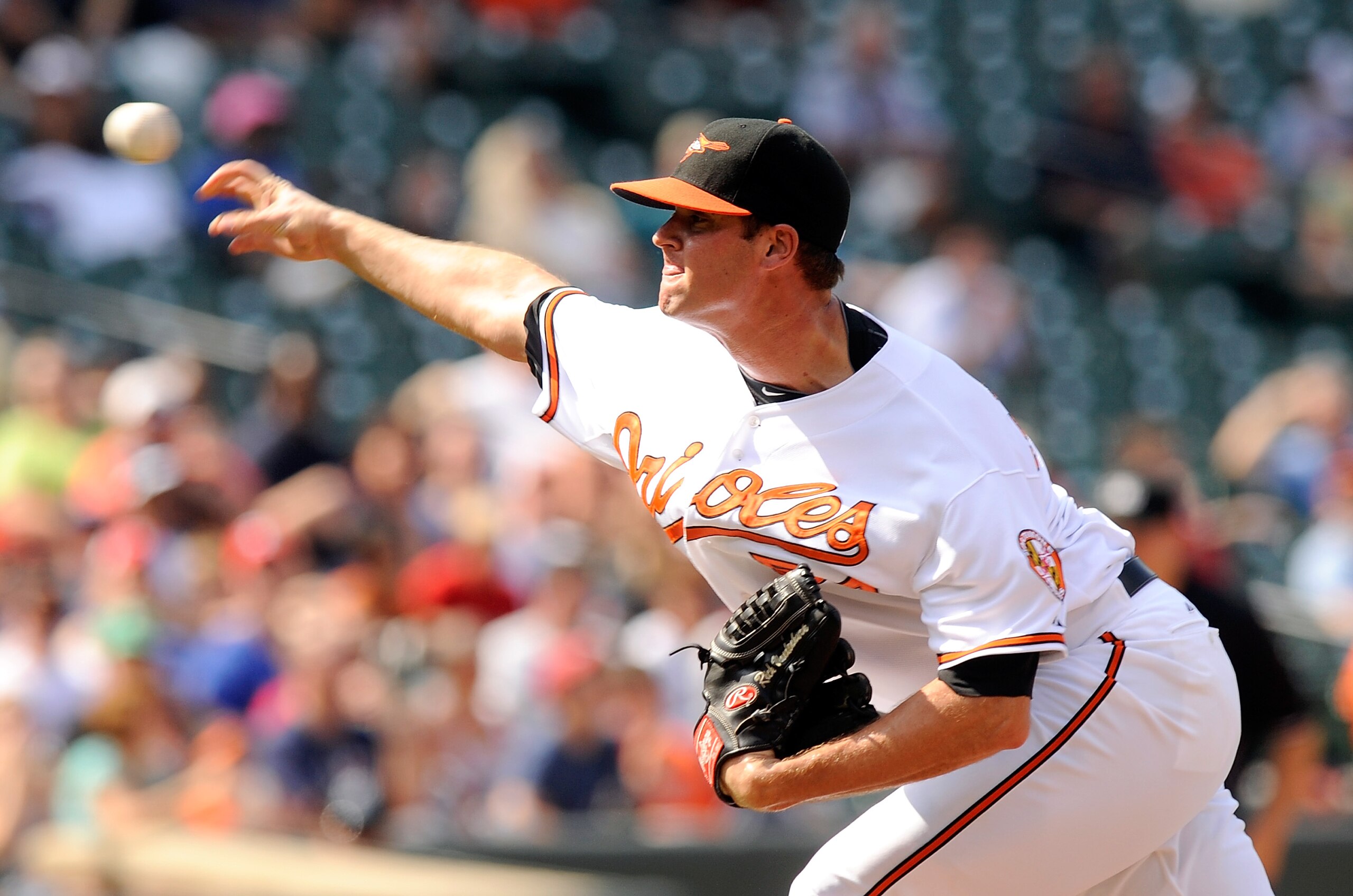 BALTIMORE - AUGUST 22:  Rick VandenHurk #54 of the Baltimore Orioles pitches against the Texas Rangers at Camden Yards on August 22, 2010 in Baltimore, Maryland.  The Rangers beat the Orioles 6-4. (Photo by Greg Fiume/Getty Images)