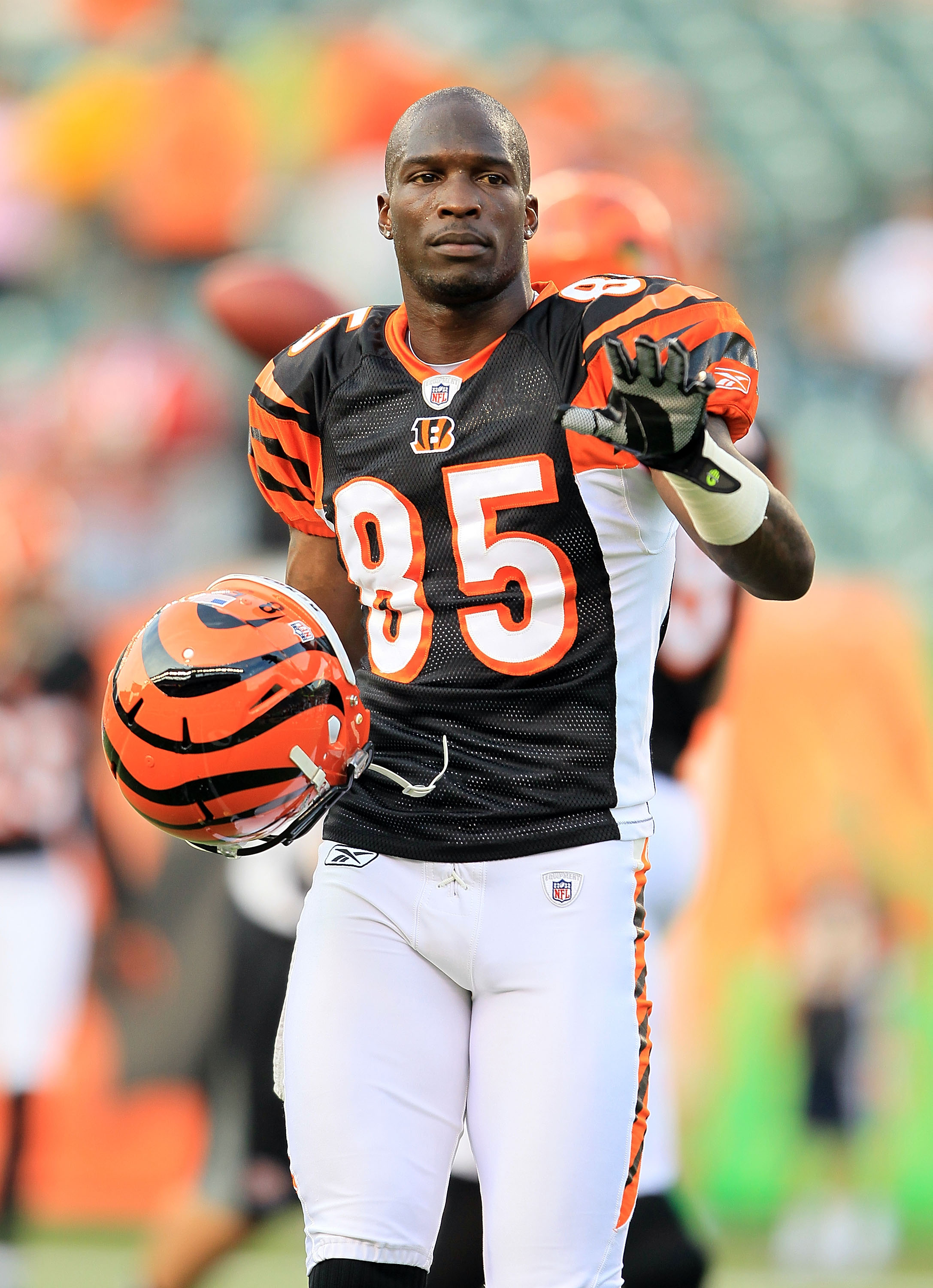 CINCINNATI - AUGUST 20:  Chad Ochocinco #85 of the Cincinnati Bengals is pictured before the NFL preseason game against the Philadelphia Eagles at Paul Brown Stadium on August 20, 2010 in Cincinnati, Ohio.  (Photo by Andy Lyons/Getty Images)