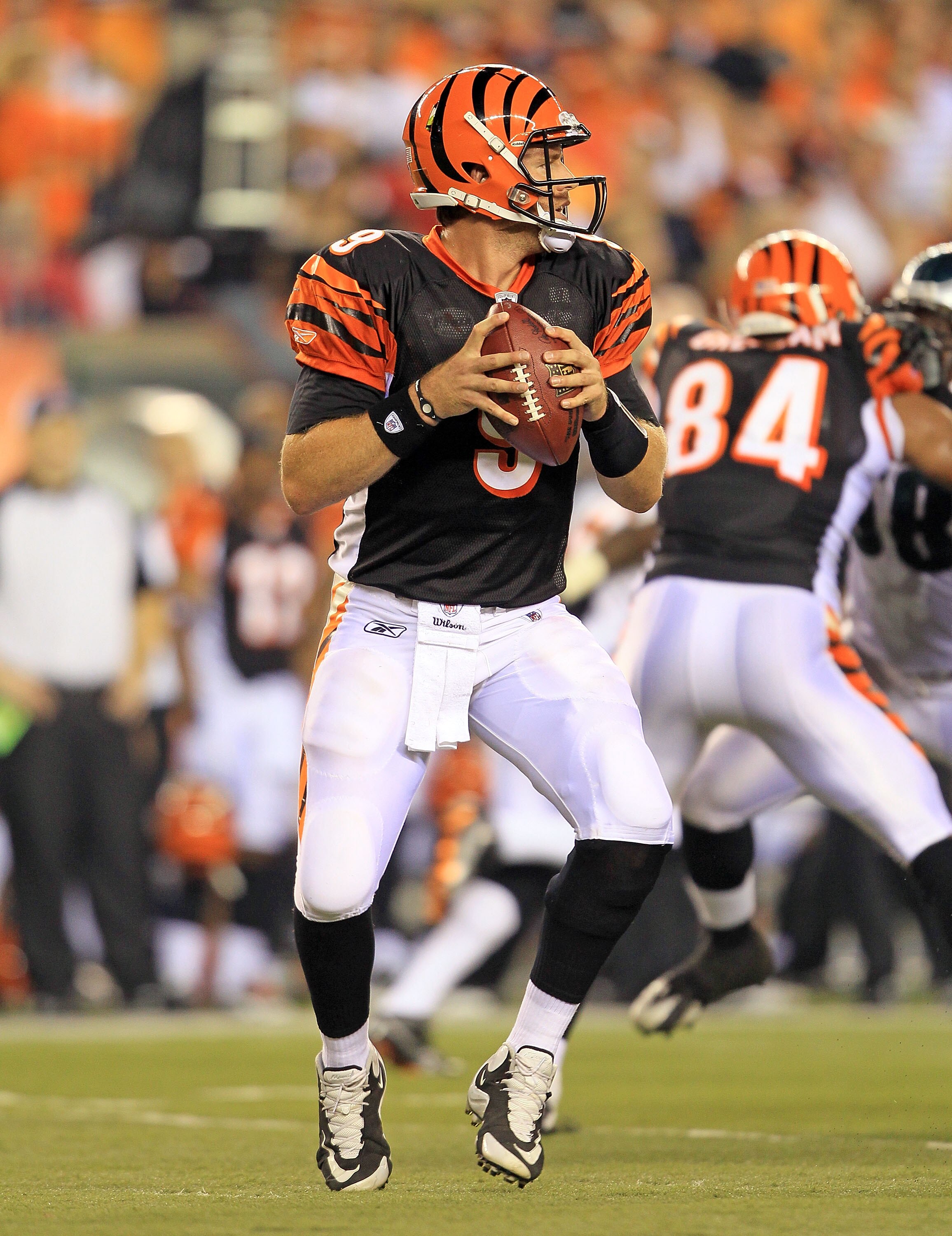 CINCINNATI - AUGUST 20:  Carson Palmer #9 of the Cincinnati Bengals is pictured during the NFL preseason game against the Philadelphia Eagles at Paul Brown Stadium on August 20, 2010 in Cincinnati, Ohio.  (Photo by Andy Lyons/Getty Images)