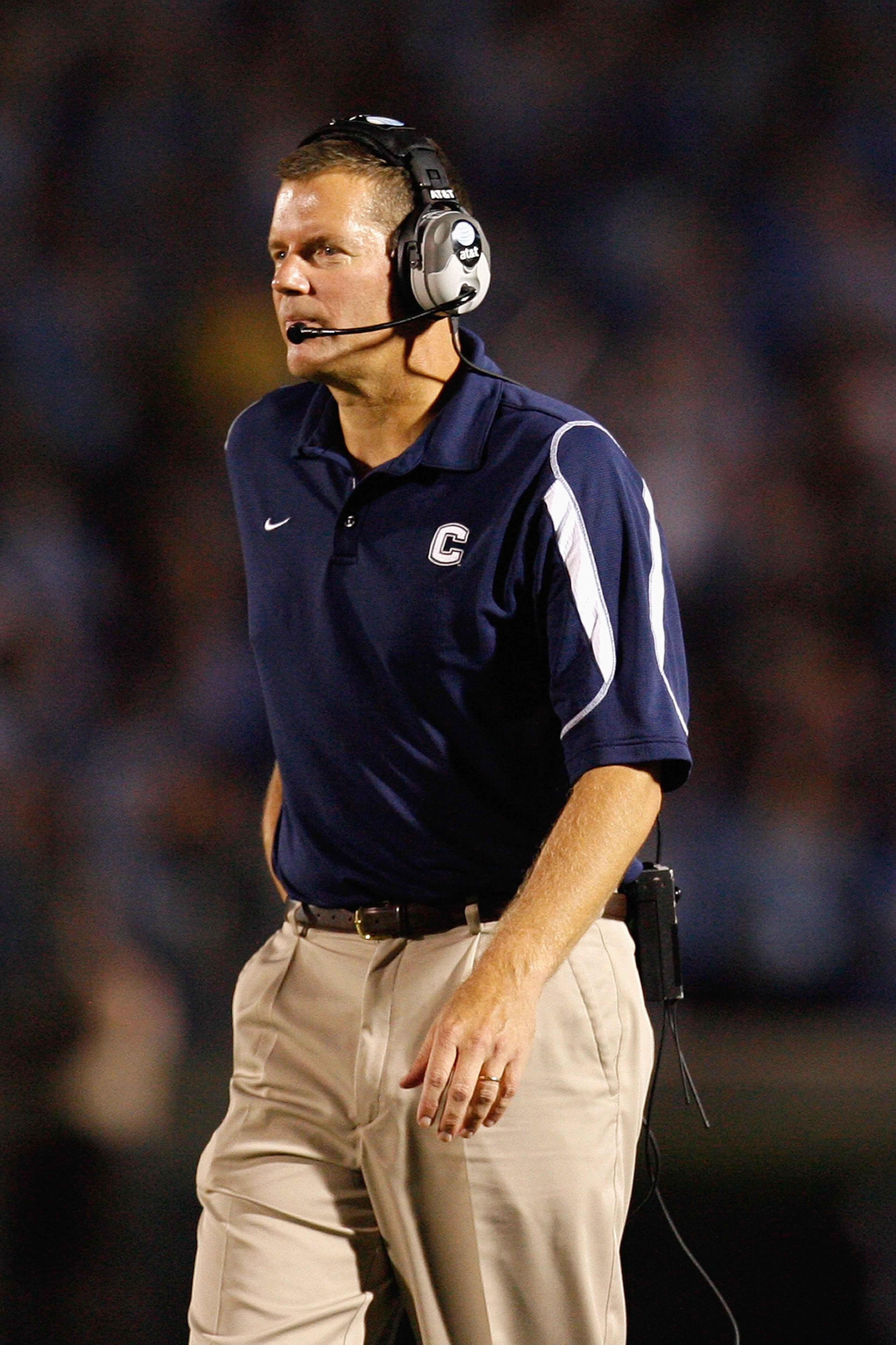 CHAPEL HILL, NC - OCTOBER 4: Head coach Randy Edsall of the Connecticut Huskies looks on during the game against the North Carolina Tar Heels at Kenan Stadium on October 4, 2008 in Chapel Hill, North Carolina. (Photo by Kevin C. Cox/Getty Images) CHAPEL HILL, NC - OCTOBER 4: Head coach Randy Edsall of the Connecticut Huskies looks on during the game against the North Carolina Tar Heels at Kenan Stadium on October 4, 2008 in Chapel Hill, North Carolina. (Photo by Kevin C. Cox/Getty Images)