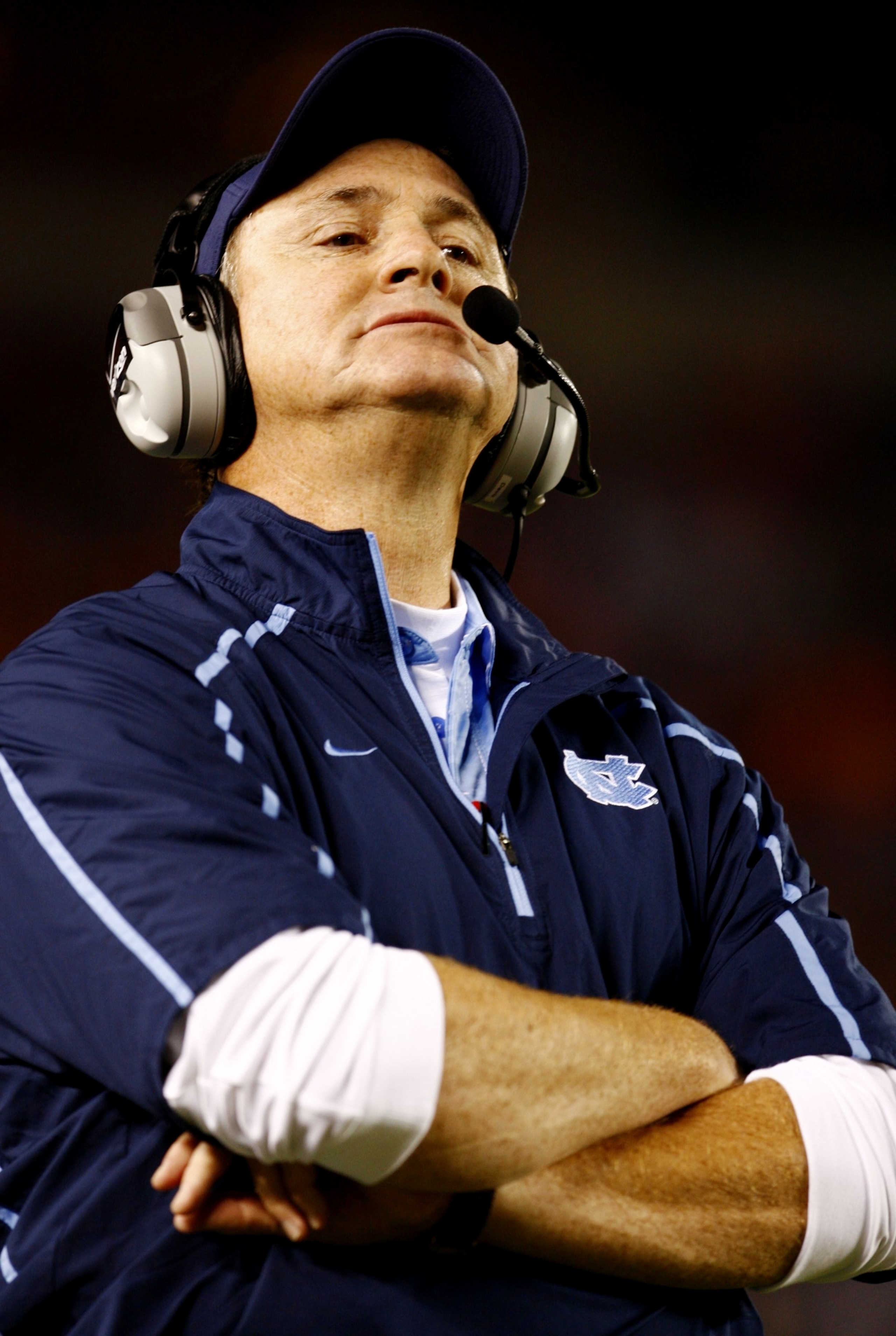 BLACKSBURG, VA - OCTOBER 29:  North Carolina Tar Heels Head Coach Butch Davis watches the action in the second half against the Virginia Tech University Hokies during the game at Lane Stadium on October 29, 2009 in Blacksburg, Virginia.  The Tar Heels won
