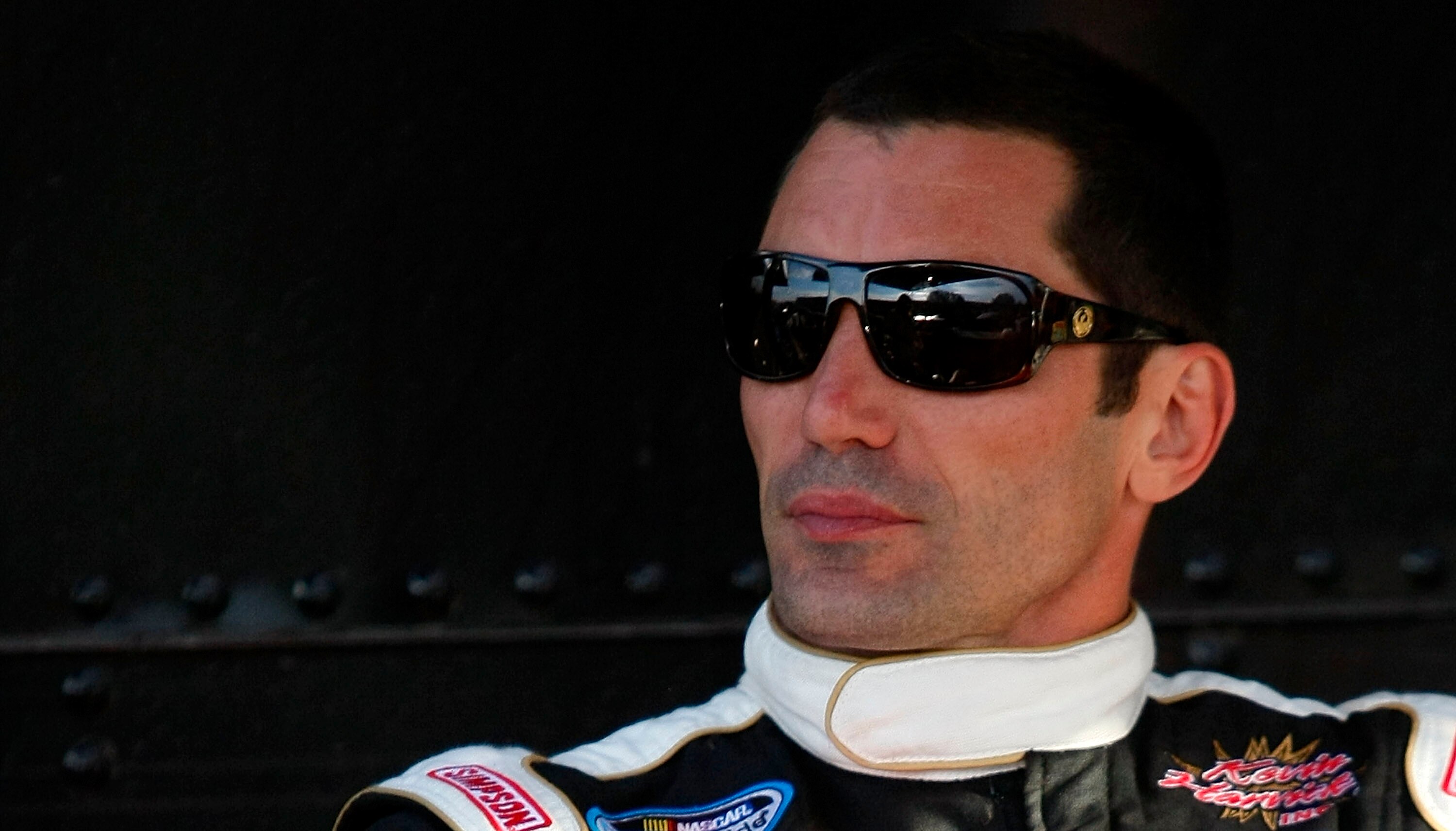 MONTREAL - AUGUST 28: Max Papis, driver of the #33 Rheem Chevrolet, sits in the garage area during qualifying for the NASCAR Nationwide Series NAPA Auto Parts 200 at Circuit Gilles-Villeneuve on August 28, 2010 in Montreal, Canada.  (Photo by Geoff Burke/