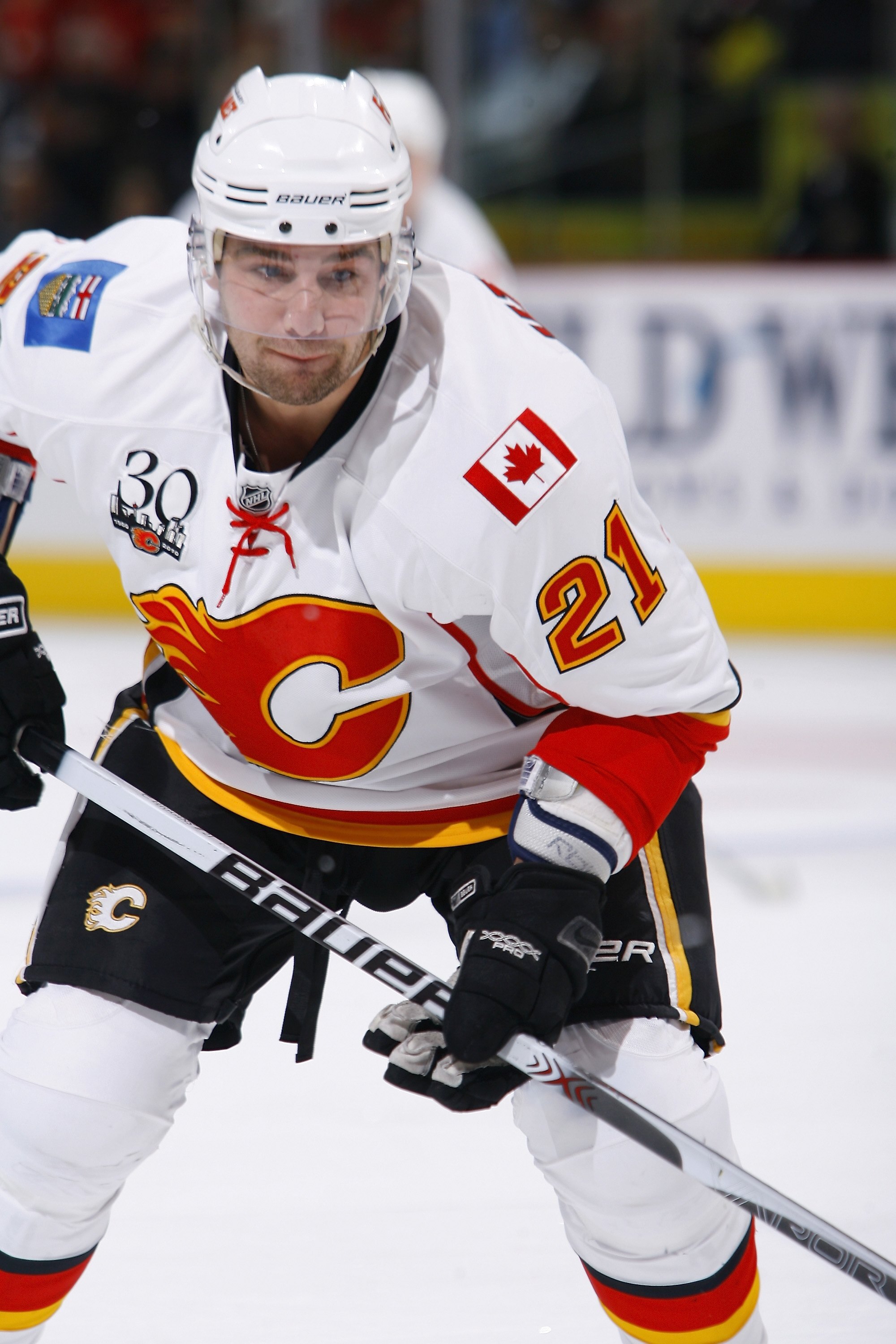 OTTAWA, ON - FEBRUARY 09:  Christopher Higgins #21 of the Calgary Flames skates during the NHL game against the Ottawa Senators at Scotiabank Place on February 9, 2010 in Ottawa, Canada.  (Photo by Phillip MacCallum/Getty Images)