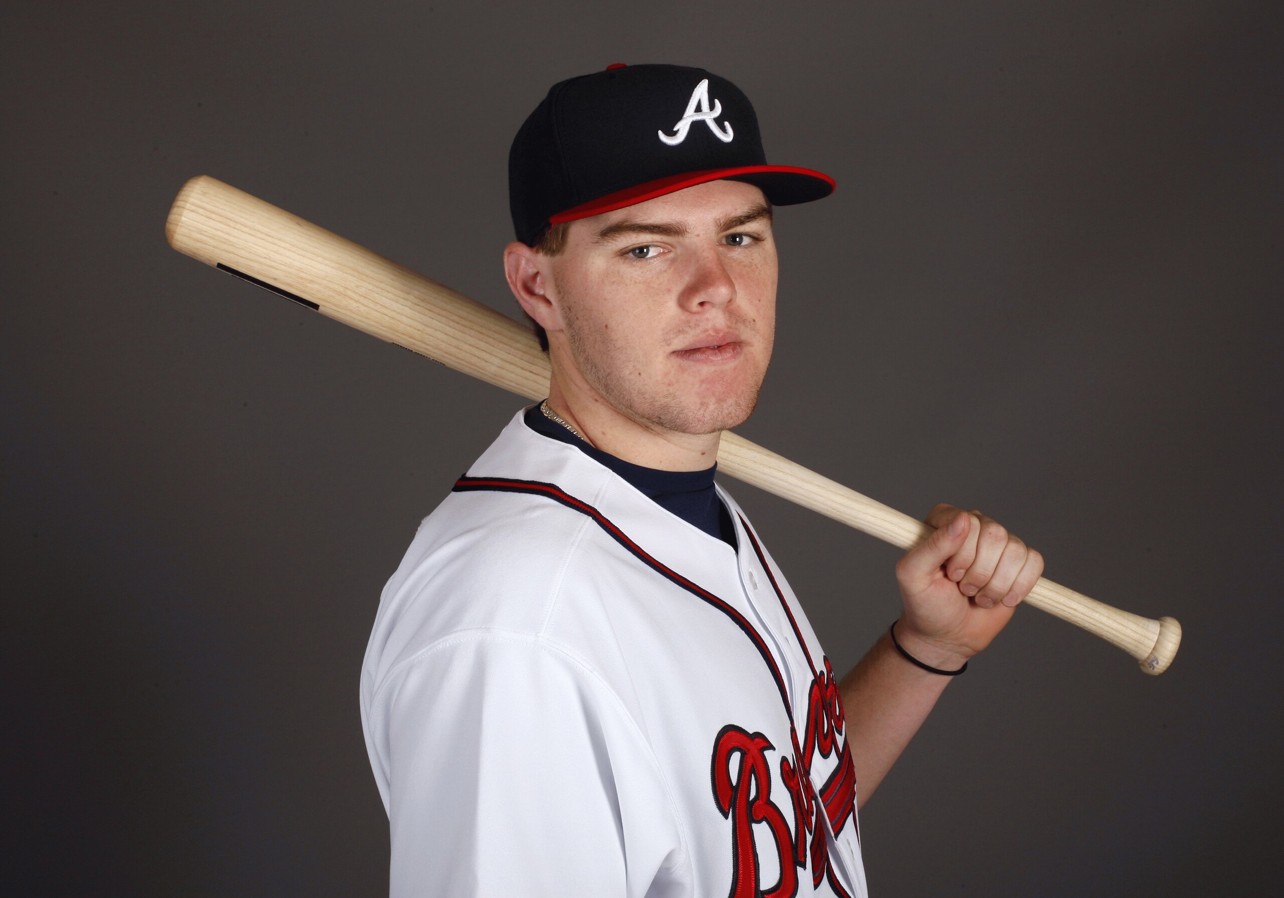 LAKE BUENA VISTA, FL - FEBRUARY 19:  Infielder Freddie Freeman #76 of the Atlanta Braves poses for a photo during Spring Training Photo Day on February 19, 2009 at Champions Stadium at Walt Disney World of Sports in Lake Buena Vista, Florida.  (Photo by C
