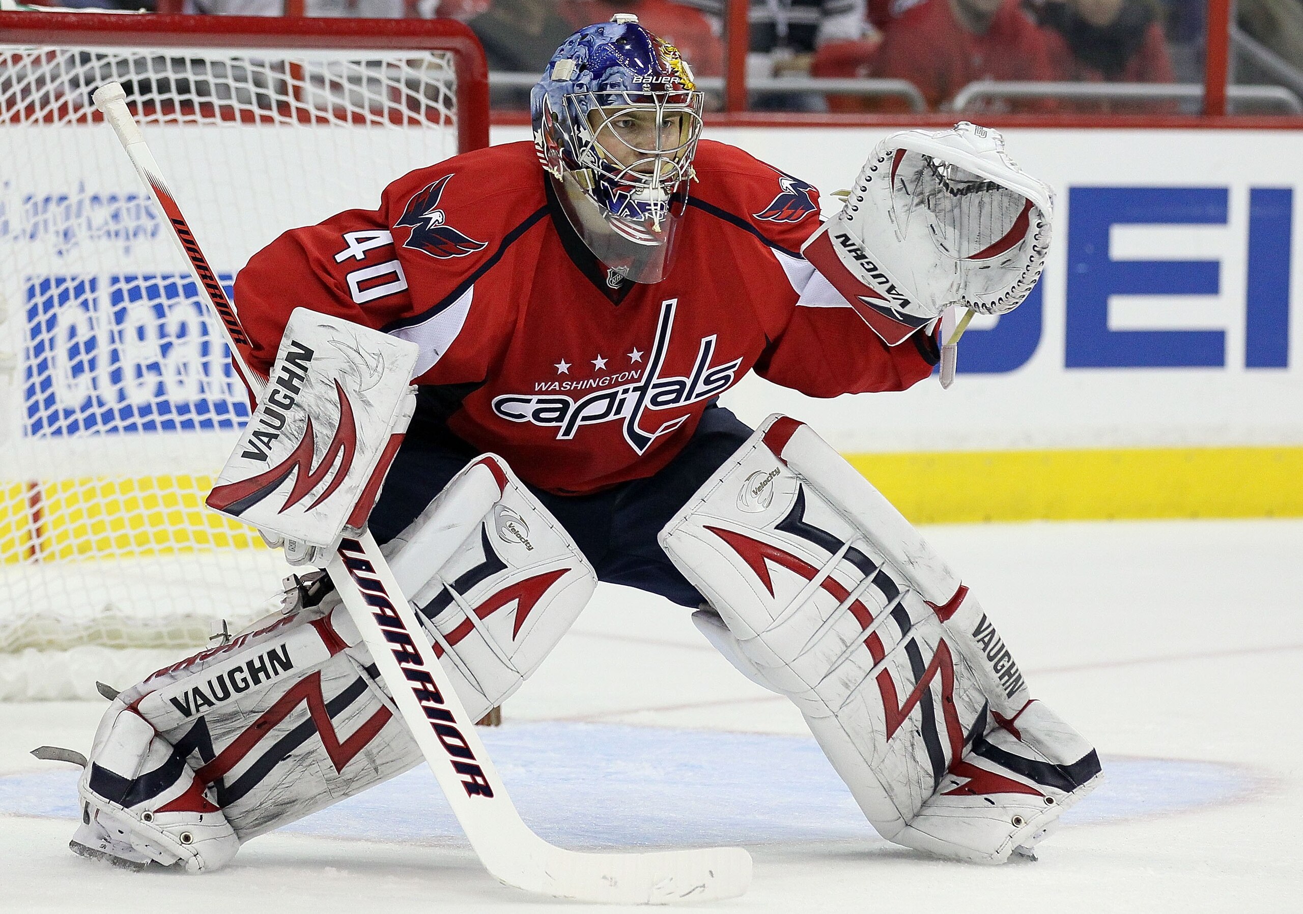 WASHINGTON DC, DC - APRIL 23: Semyon Varlamov #40 of the Washington Capitals defends against the Montreal Canadiens in Game Five of the Eastern Conference Quarterfinals during the 2010 NHL Stanley Cup Playoffs at the Verizon Center on April 23, 2010 in W WASHINGTON DC, DC - APRIL 23: Semyon Varlamov #40 of the Washington Capitals defends against the Montreal Canadiens in Game Five of the Eastern Conference Quarterfinals during the 2010 NHL Stanley Cup Playoffs at the Verizon Center on April 23, 2010 in W