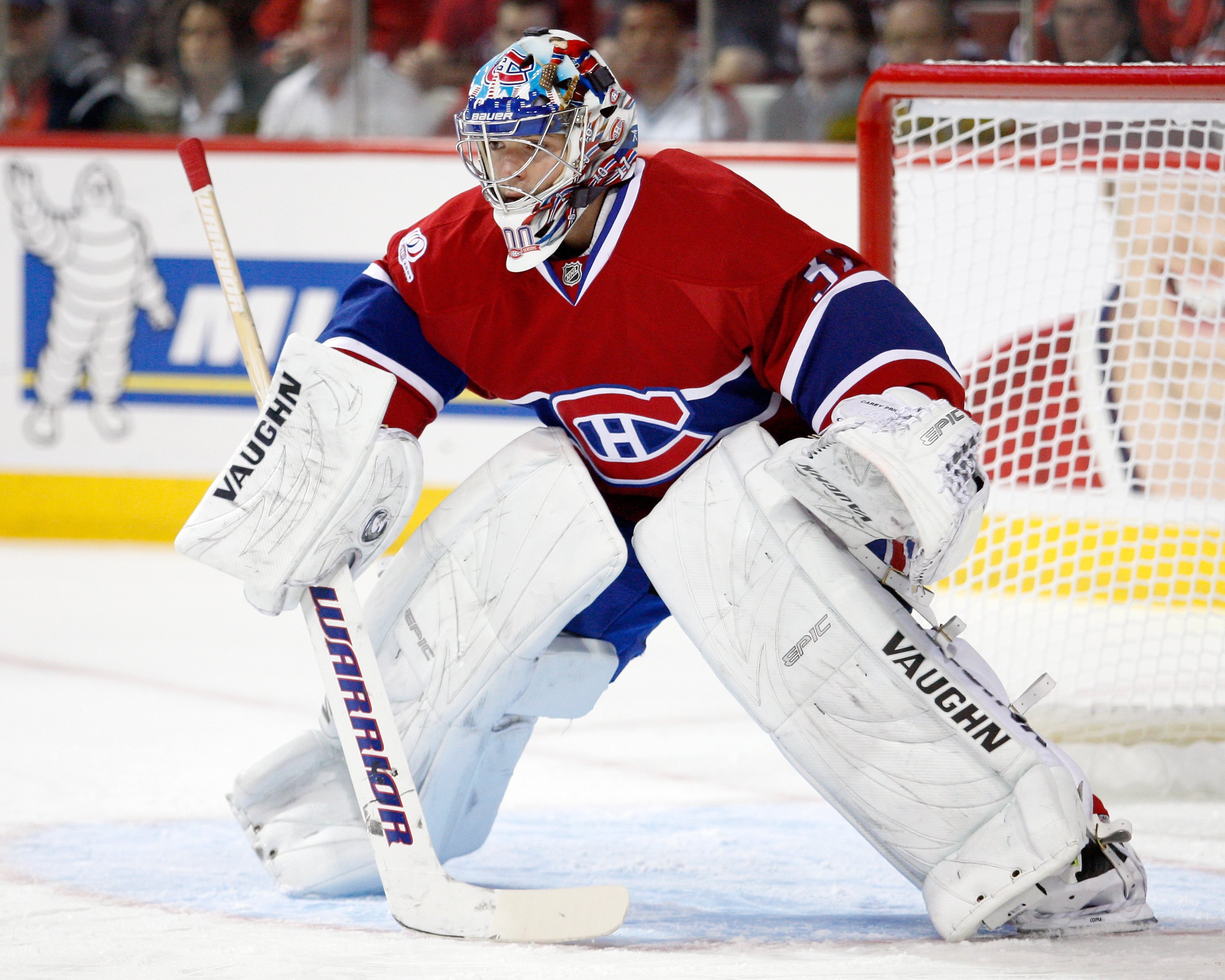 MONTREAL- APRIL 21:  Carey Price #31 of the Montreal Canadiens watches play in Game Four of the Eastern Conference Quarterfinals against the Washington Capitals during the 2010 NHL Stanley Cup Playoffs at the Bell Centre on April 21, 2010 in Montreal, Que
