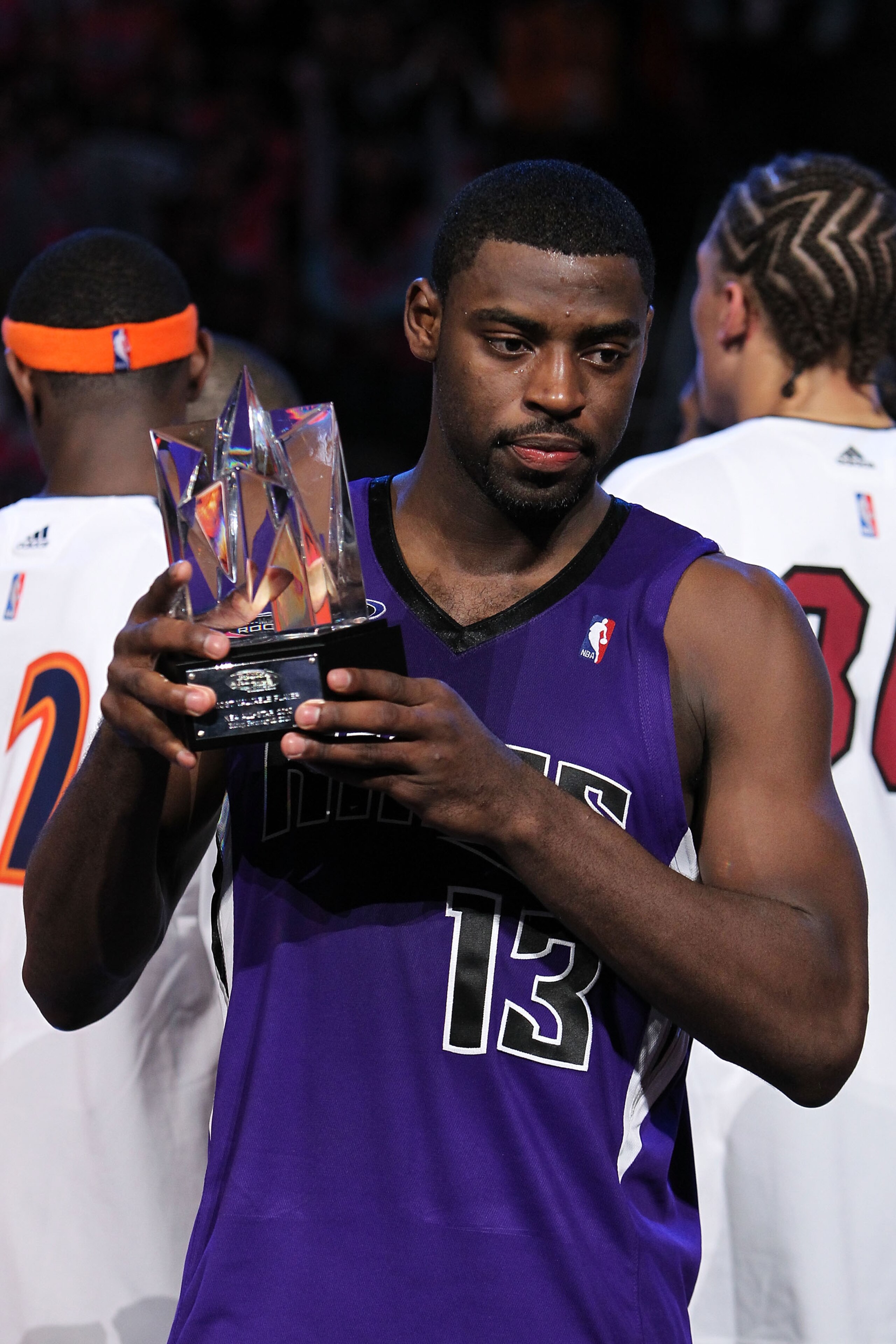 DALLAS - FEBRUARY 12: Tyreke Evans #13 of the Rookie team holds MVP trophy after defeating the Sophomore team during the T-Mobile Rookie Challenge & Youth Jam part of 2010 NBA All-Star Weekend at American Airlines Center on February 12, 2010 in Dallas, T DALLAS - FEBRUARY 12: Tyreke Evans #13 of the Rookie team holds MVP trophy after defeating the Sophomore team during the T-Mobile Rookie Challenge & Youth Jam part of 2010 NBA All-Star Weekend at American Airlines Center on February 12, 2010 in Dallas, T