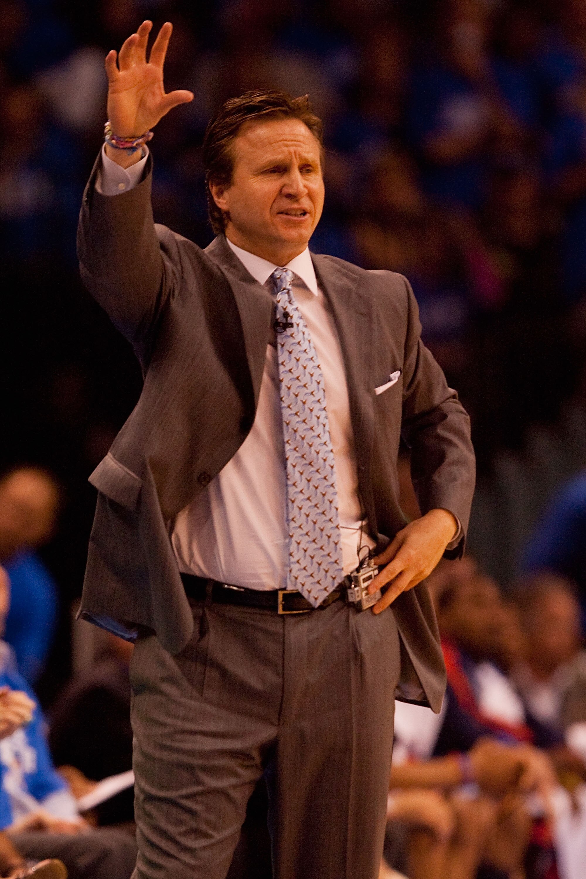 OKLAHOMA CITY - APRIL 22: Head coach Scott Brooks of the Oklahoma City Thunder directs his team against the Los Angeles Lakers during Game Three of the Western Conference Quarterfinals of the 2010 NBA Playoffs on April 22, 2010 at the Ford Center in Oklah