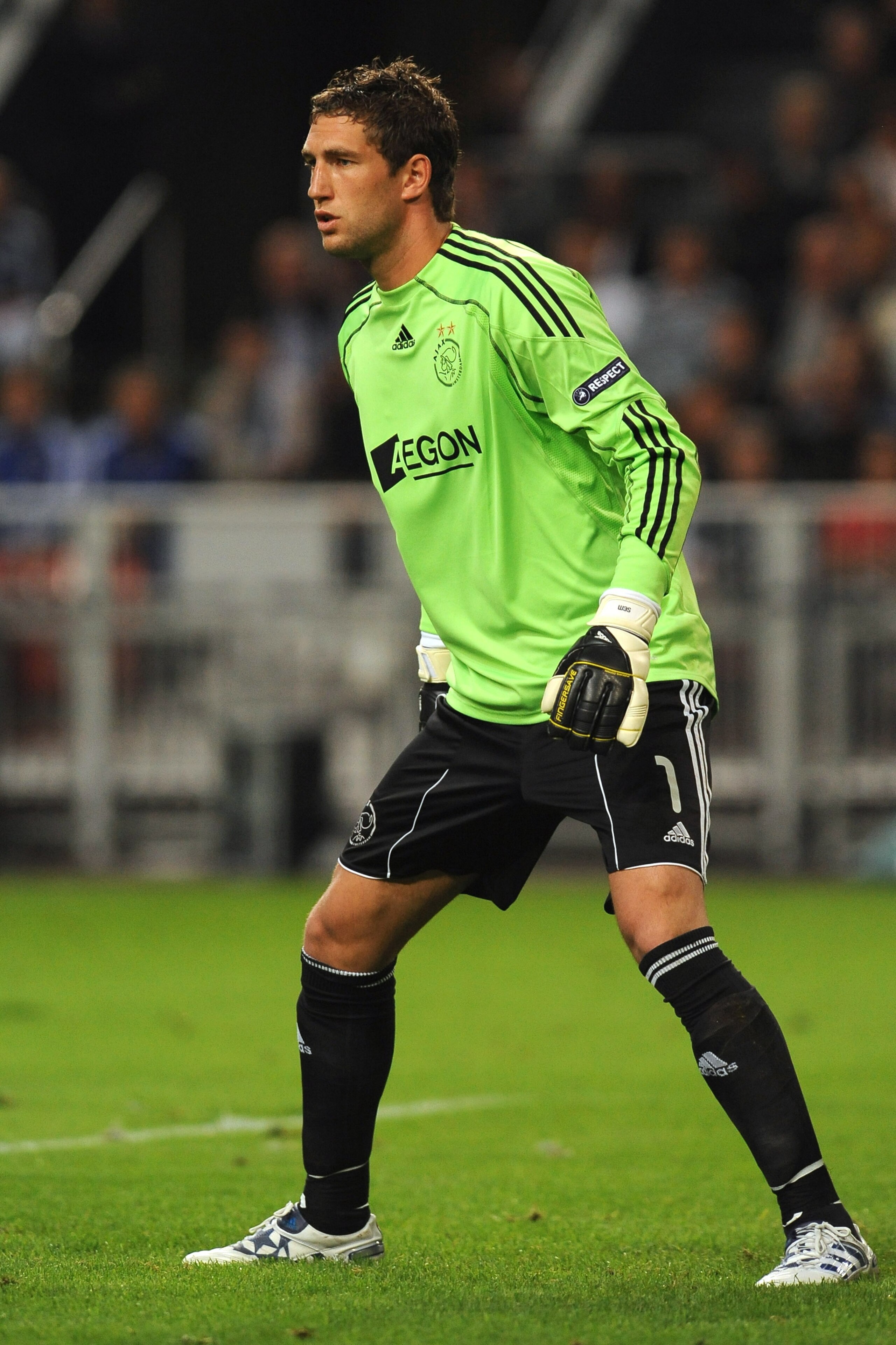 AMSTERDAM, NETHERLANDS - AUGUST 25:  Maarten Stekelenburg of AFC Ajax in action during the Champions League Play-off match between Ajax and Dynamo Kiev at Amsterdam Arena on August 25, 2010 in Amsterdam, Netherlands.  (Photo by Valerio Pennicino/Getty Ima