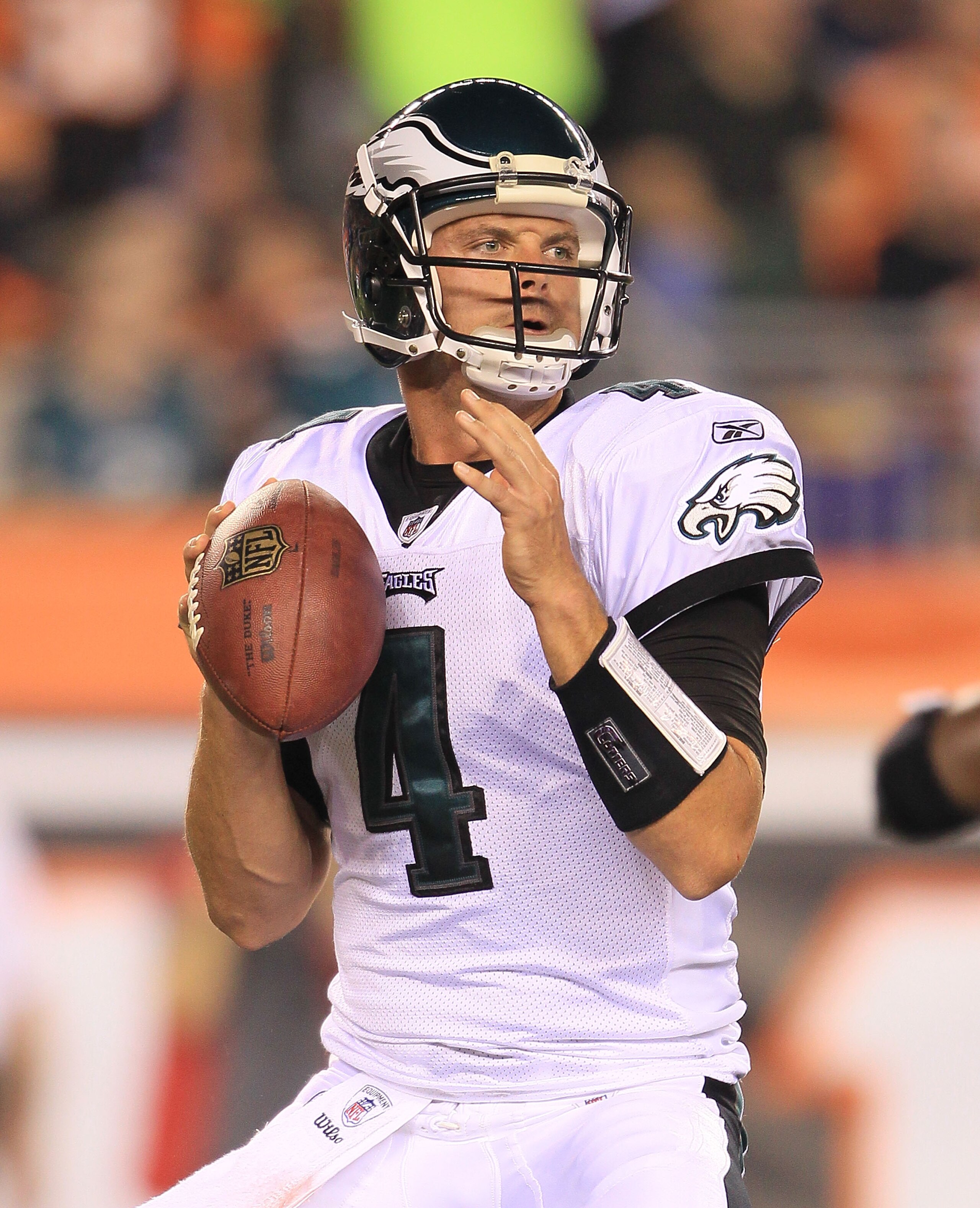 CINCINNATI - AUGUST 20: Kevin Kolb #4 of the Philadelphia Eagles throws a pass during the NFL preseason game against the Cincinnati Bengals at Paul Brown Stadium on August 20, 2010 in Cincinnati, Ohio. (Photo by Andy Lyons/Getty Images) CINCINNATI - AUGUST 20: Kevin Kolb #4 of the Philadelphia Eagles throws a pass during the NFL preseason game against the Cincinnati Bengals at Paul Brown Stadium on August 20, 2010 in Cincinnati, Ohio. (Photo by Andy Lyons/Getty Images)