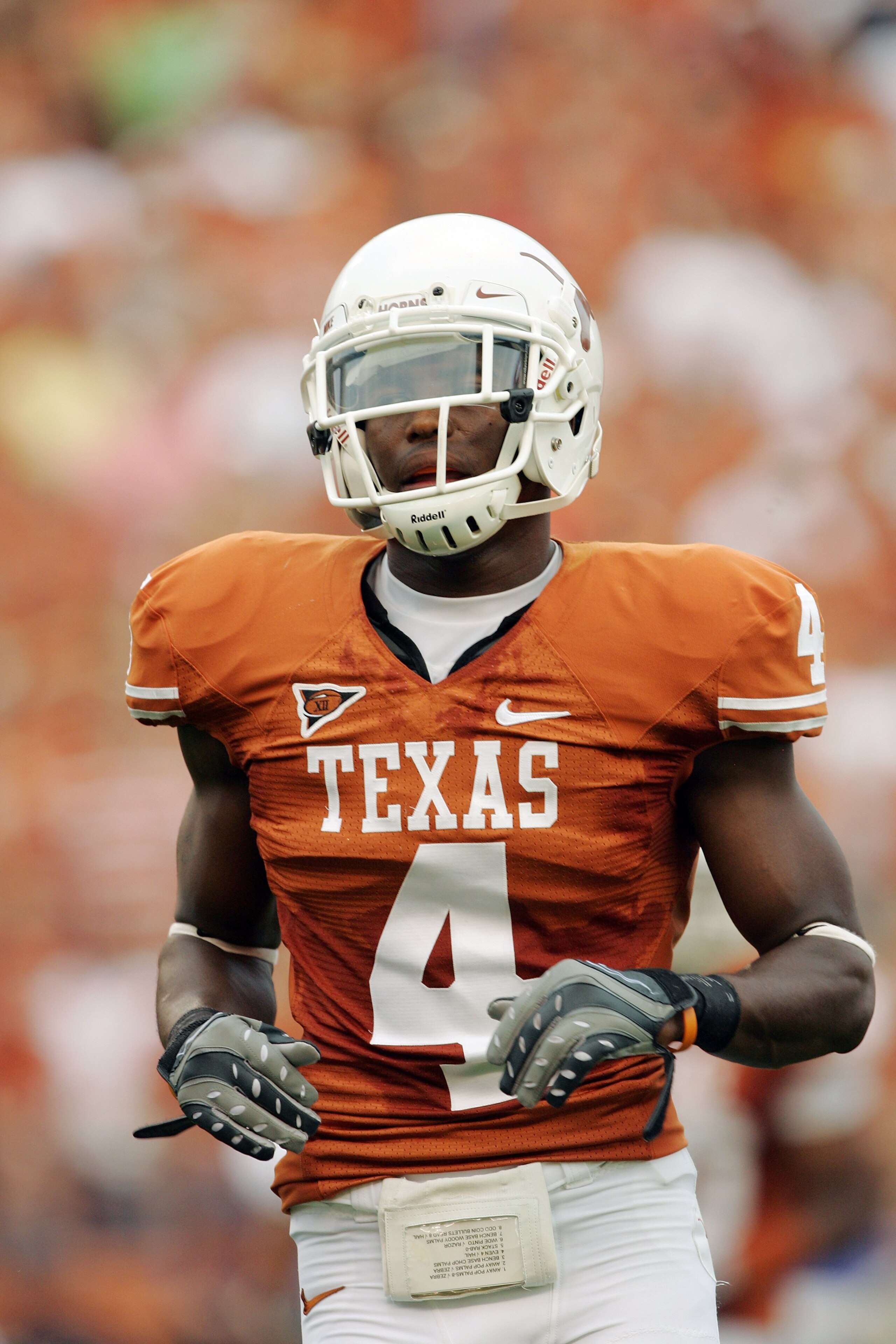 AUSTIN, TX - SEPTEMBER 5:  Defensive back Aaron Williams #4 of the Texas Longhorns looks on during their game against the Louisiana Monroe Warhawks on September 5, 2009 at Darrell K Royal-Texas Memorial Stadium in Austin, Texas. The Longhorns defeated the