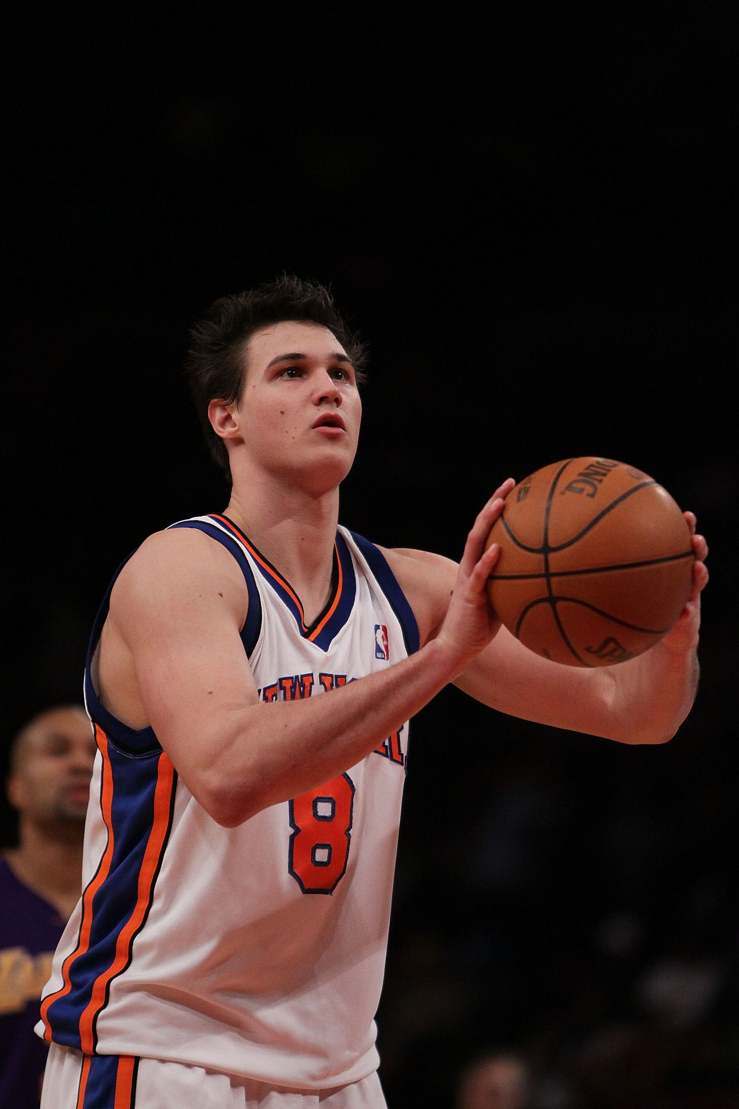 NEW YORK - JANUARY 22:  Danilo Gallinari #8 of the New York Knicks in action against the Los Angeles Lakers during their game at Madison Square Garden on January 22, 2010 in New York, New York.  NOTE TO USER: User expressly acknowledges and agrees that, b