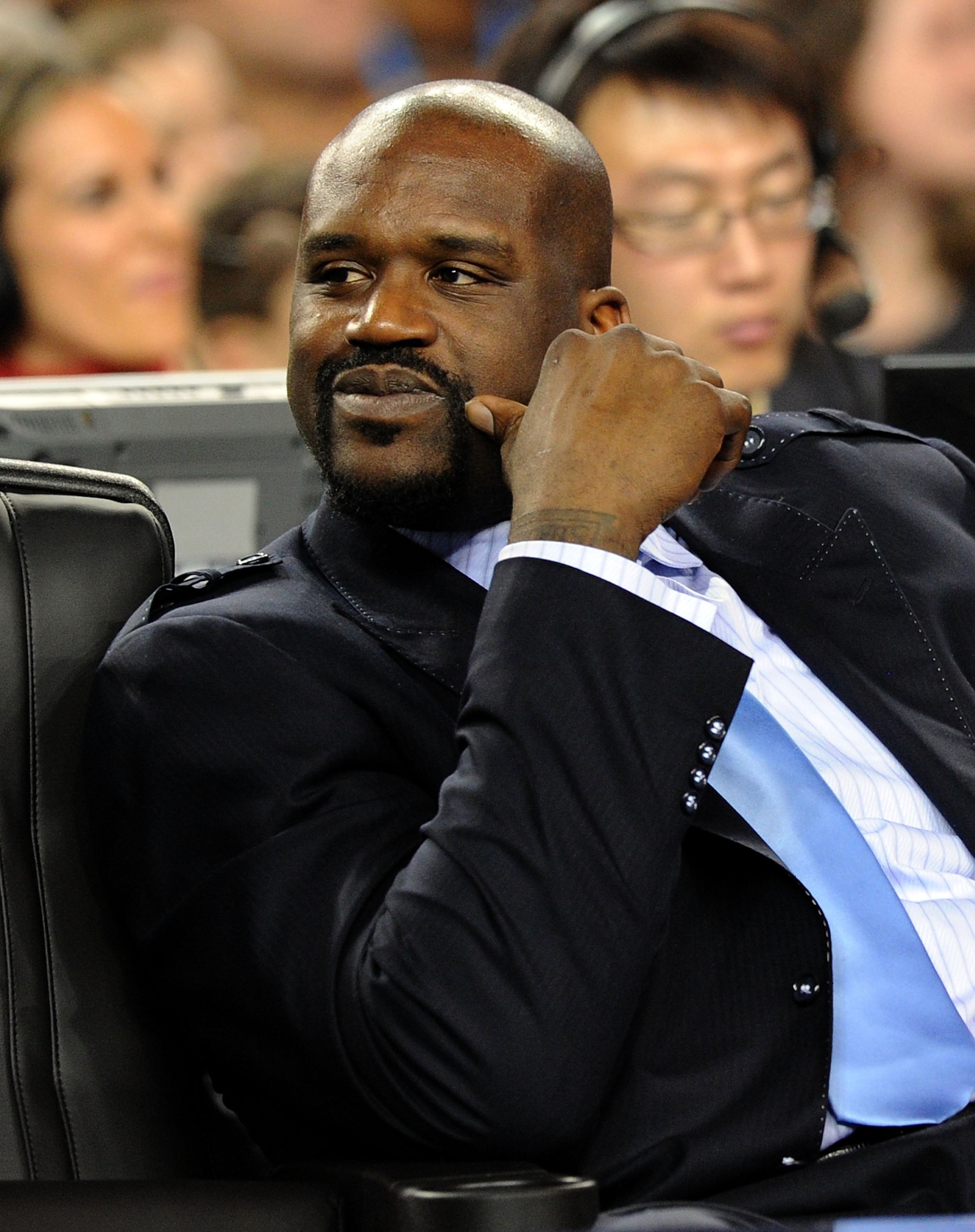 ARLINGTON, TX - FEBRUARY 14:  NBA player Shaquille O'Neal in the audience during the NBA All-Star Game held at Cowboys Stadium on February 14, 2010 in Arlington, Texas.  (Photo by Jason Merritt/Getty Images)