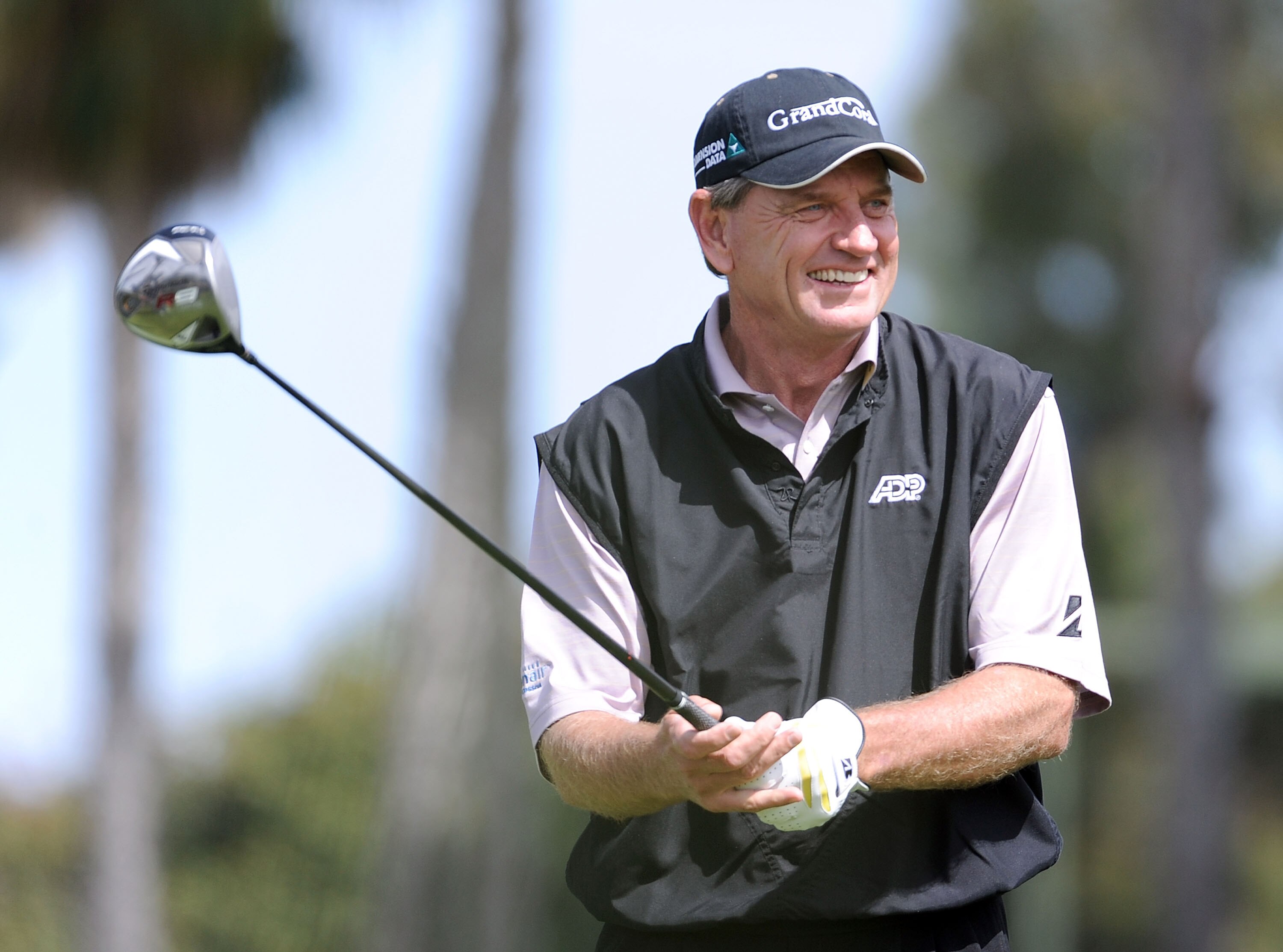 NEWPORT BEACH, CA - MARCH 05:  Nick Price of Zimbabwe smiles before his tee shot on the sixth hole during the first round of the Toshiba Classic at the Newport Beach Country Club on March 5, 2010 in Newport Beach, California.  (Photo by Harry How/Getty Im