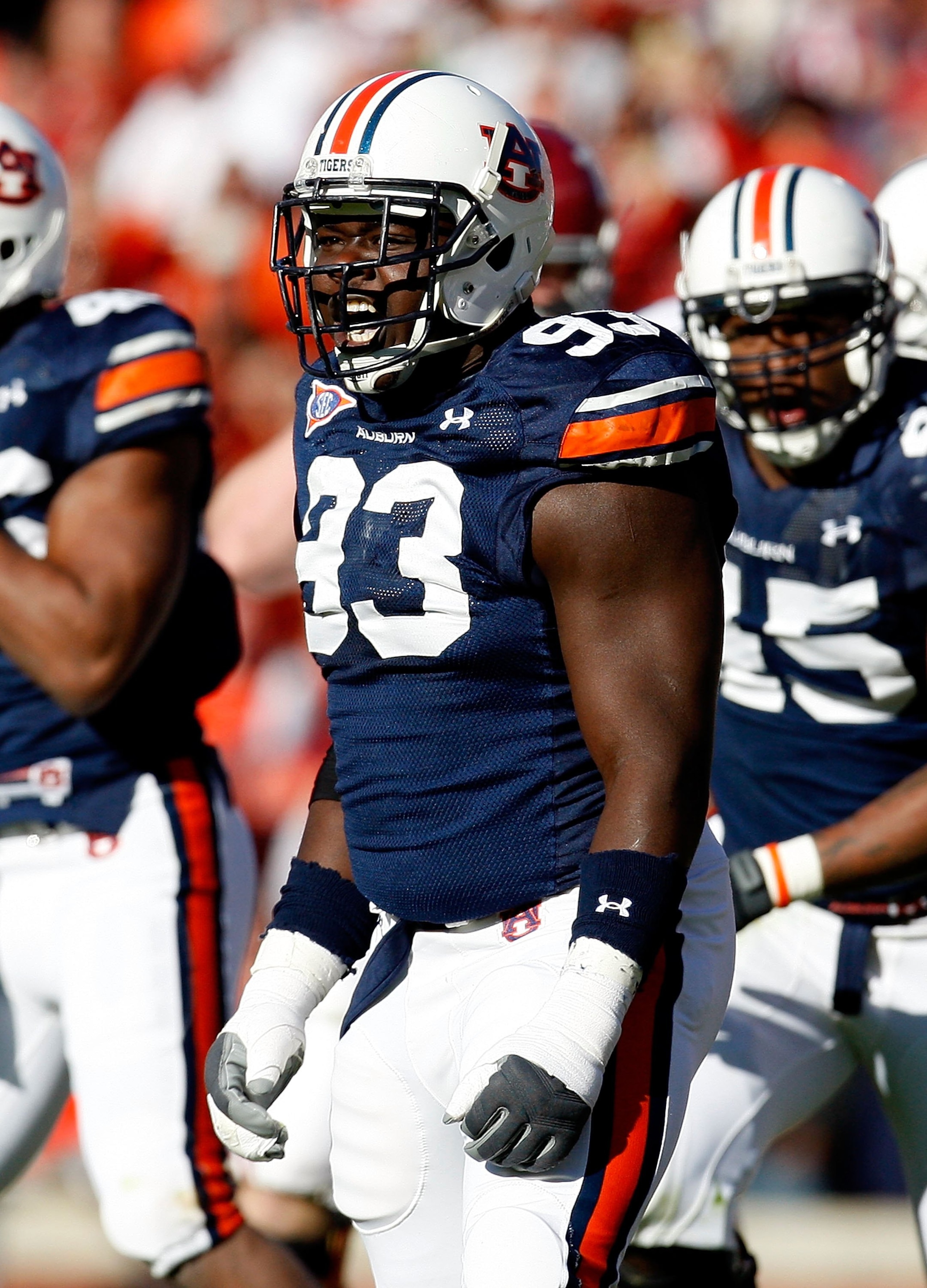 AUBURN, AL - NOVEMBER 27:  Mike Blanc #93 of the Auburn Tigers against the Alabama Crimson Tide at Jordan-Hare Stadium on November 27, 2009 in Auburn, Alabama.  (Photo by Kevin C. Cox/Getty Images)