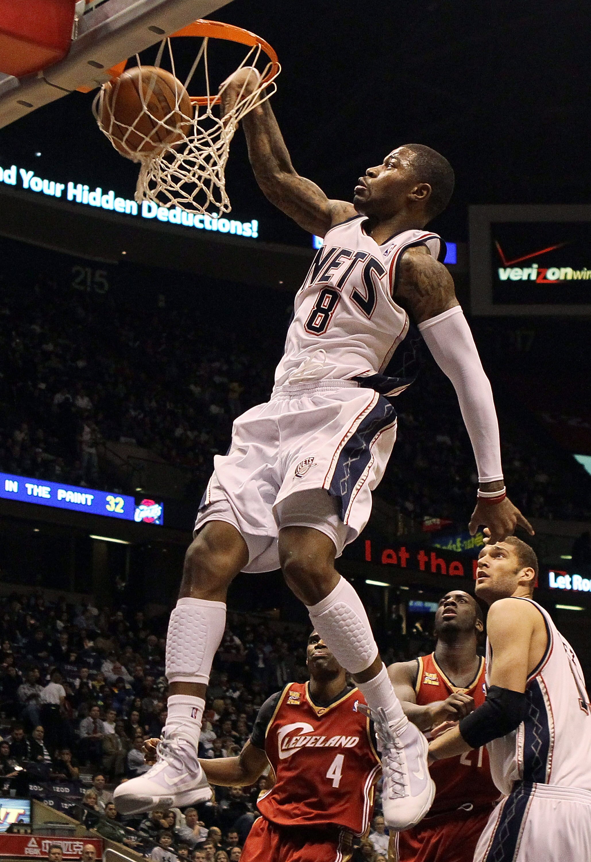 EAST RUTHERFORD, NJ - MARCH 03:  Terrence Williams #8 of the New Jersey Nets dunks against the Cleveland Cavaliers at the Izod Center on March 3, 2010 in East Rutherford, New Jersey.NOTE TO USER: User expressly acknowledges and agrees that, by downloading