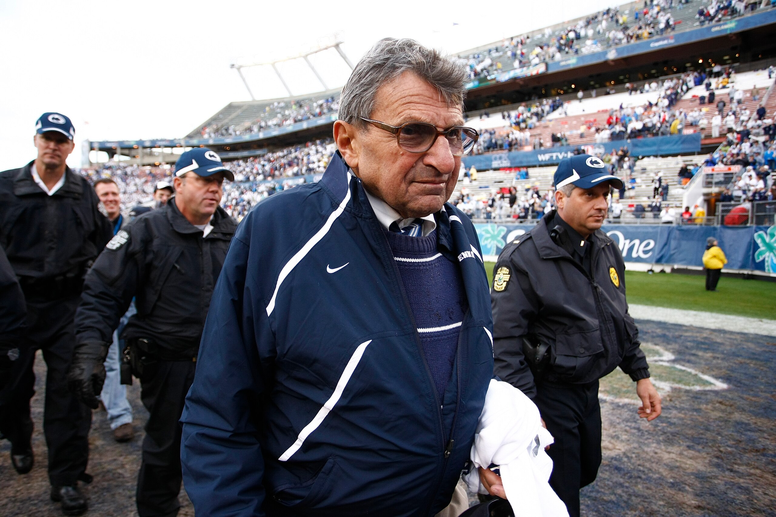 ORLANDO, FL - JANUARY 1: Head coach Joe Paterno of the Penn State Nittany Lions leaves the field following the 2010 Capital One Bowl against the LSU Tigers at the Florida Citrus Bowl Stadium on January 1, 2010 in Orlando, Florida. Penn State won 19-17. (P