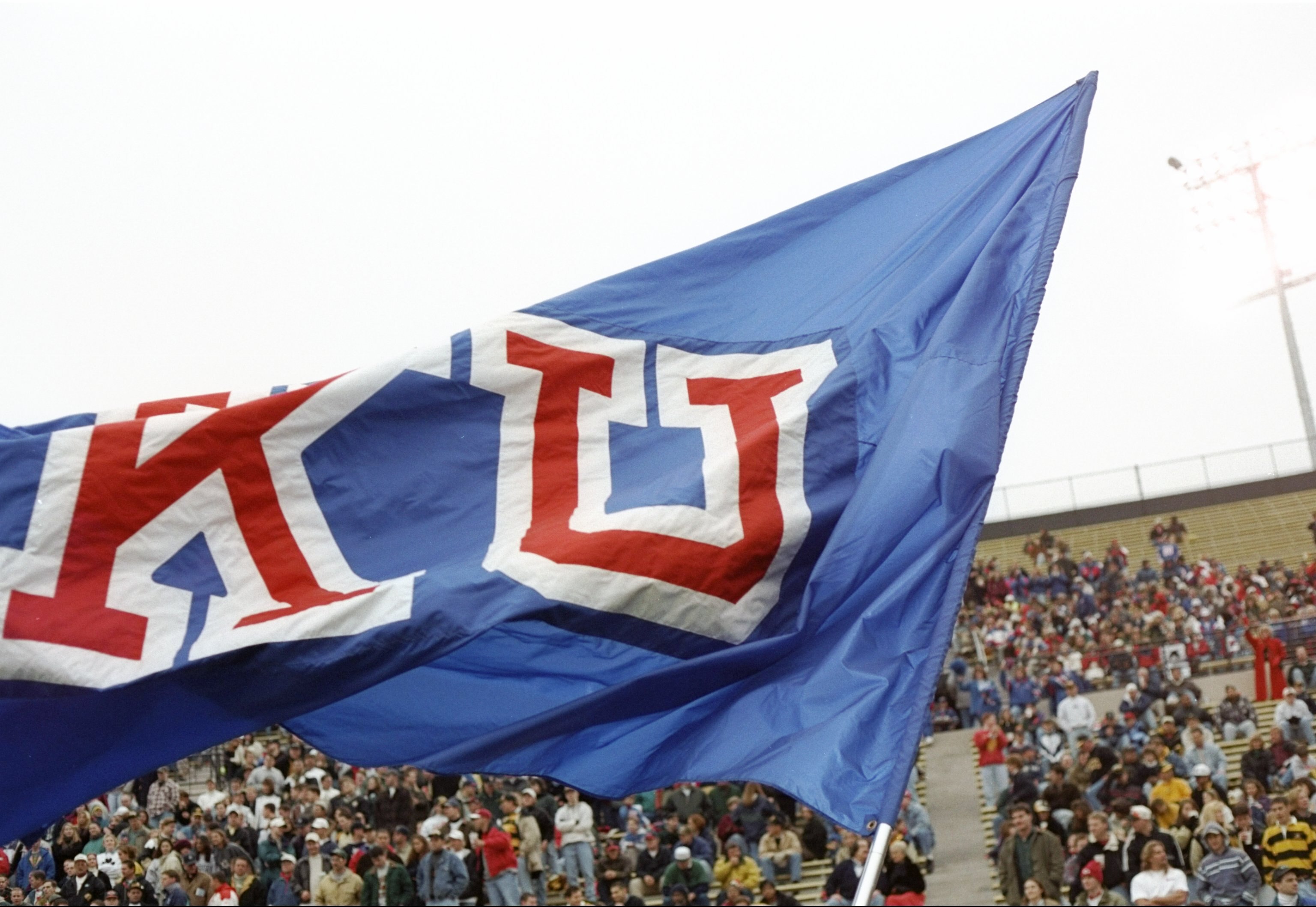 23 Nov 1996:  General view of the Kansas Jayhawks flag before a game against the Missouri Tigers at Faurot Field in Columbia, Missouri.  Missouri won the game 42-25. Mandatory Credit: Todd Warshaw  /Allsport