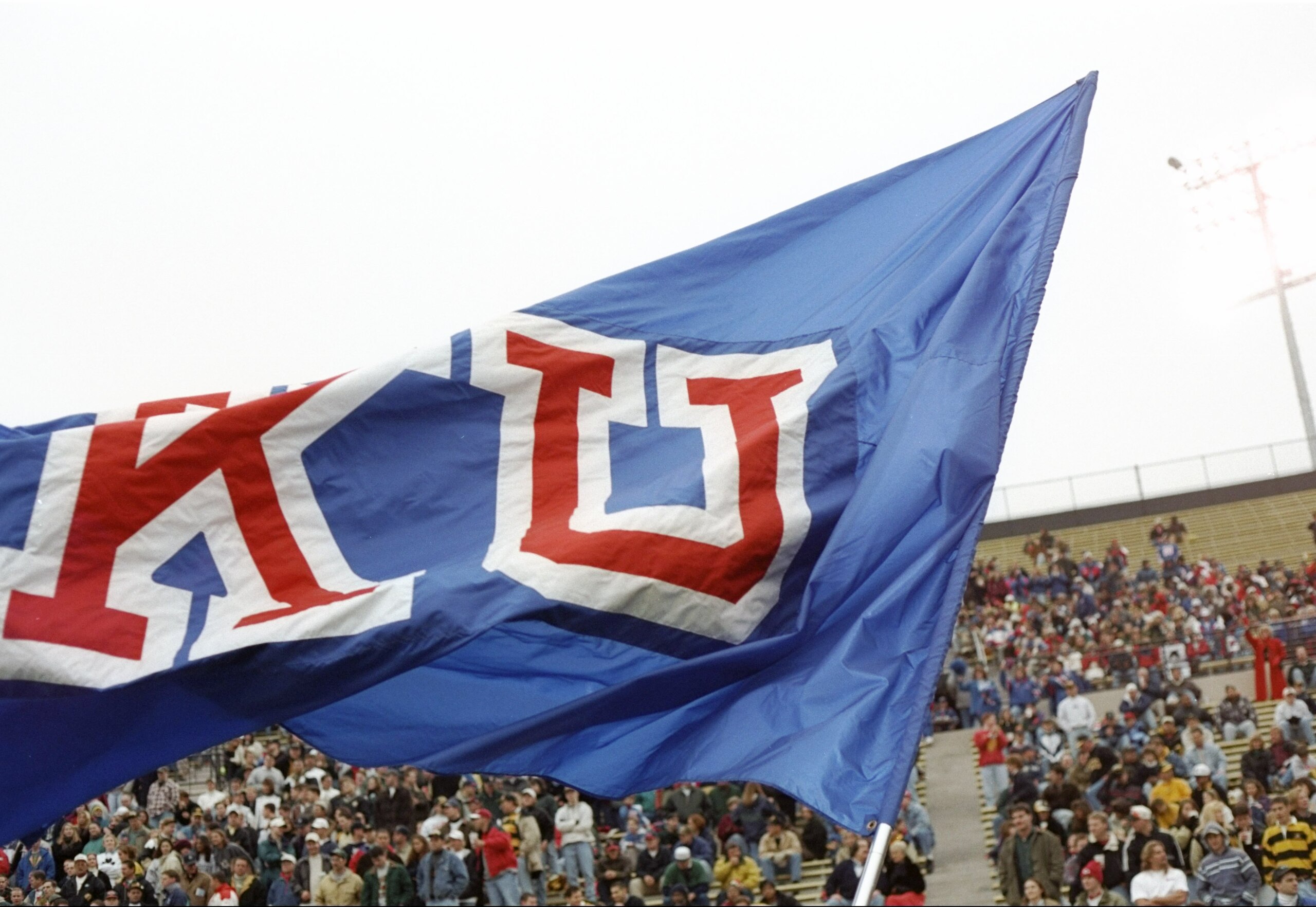 23 Nov 1996:  General view of the Kansas Jayhawks flag before a game against the Missouri Tigers at Faurot Field in Columbia, Missouri.  Missouri won the game 42-25. Mandatory Credit: Todd Warshaw  /Allsport