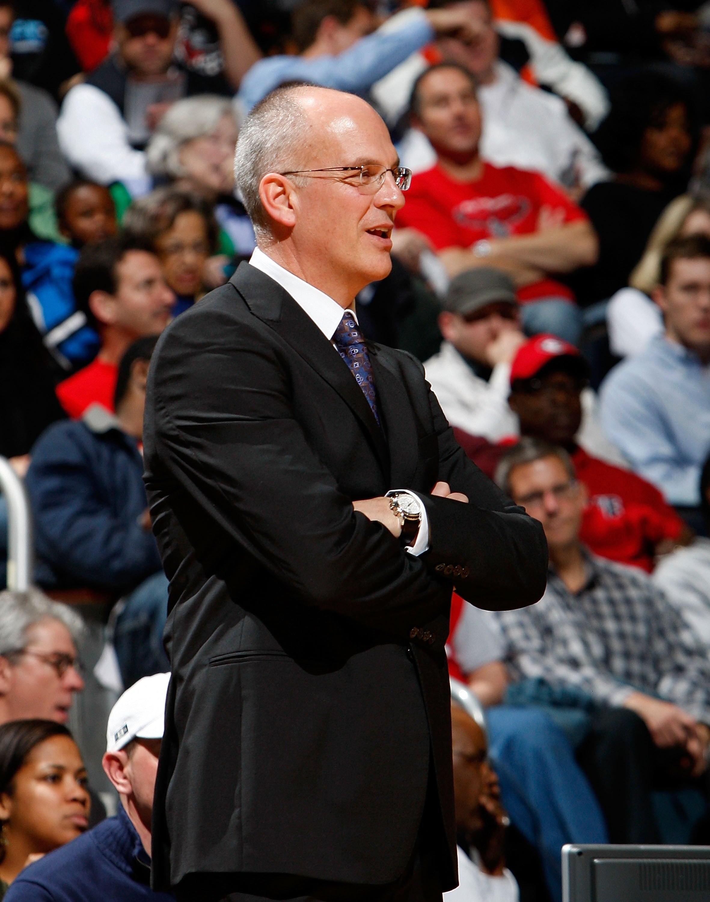 ATLANTA - DECEMBER 02:  Head coach Jay Triano of the Toronto Raptors against the Atlanta Hawks at Philips Arena on December 2, 2009 in Atlanta, Georgia.  NOTE TO USER: User expressly acknowledges and agrees that, by downloading and/or using this Photograp