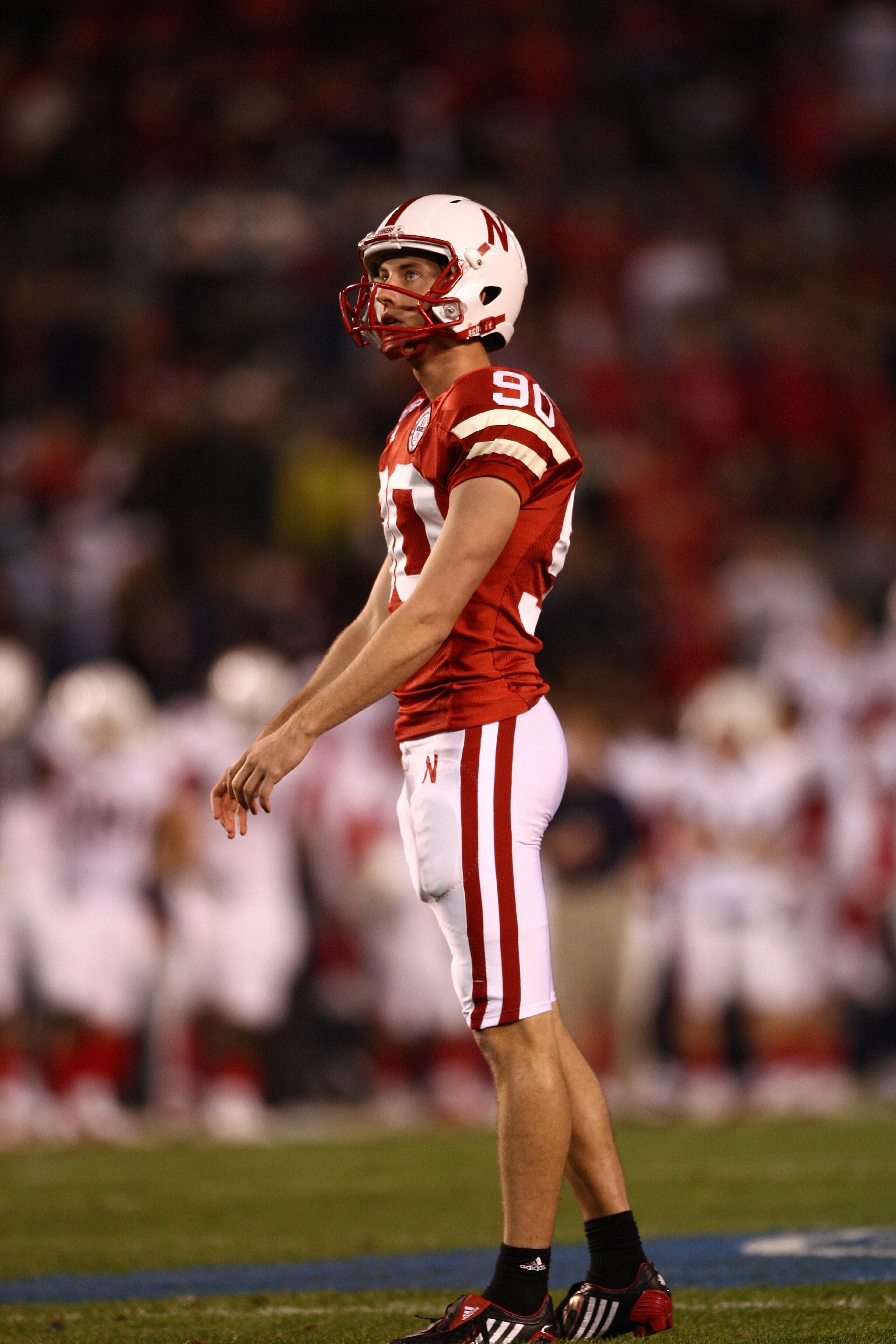 SAN DIEGO - DECEMBER 30: Alex Henery #90 of the University of Nebraska Cornhuskers looks on during the Pacific Life Holiday Bowl against University of Arizona Wildcats on December 30, 2009 at Qualcomm Stadium in San Diego, California. The Cornhuskers def SAN DIEGO - DECEMBER 30: Alex Henery #90 of the University of Nebraska Cornhuskers looks on during the Pacific Life Holiday Bowl against University of Arizona Wildcats on December 30, 2009 at Qualcomm Stadium in San Diego, California. The Cornhuskers def