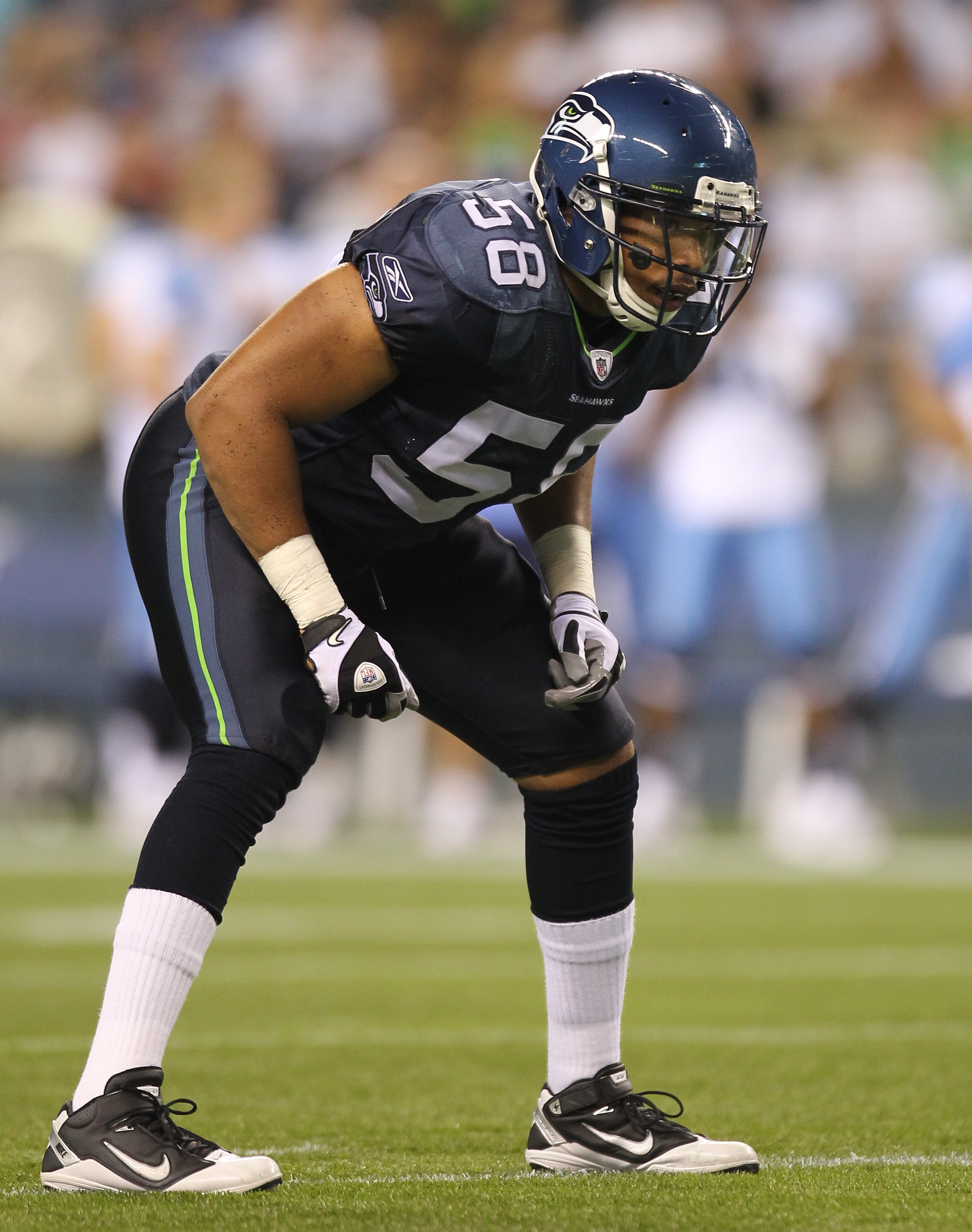 SEATTLE - AUGUST 14:  Dexter Davis #58 of the Seattle Seahawks follows play during the preseason game against the Tennessee Titans at Qwest Field on August 14, 2010 in Seattle, Washington. (Photo by Otto Greule Jr/Getty Images)