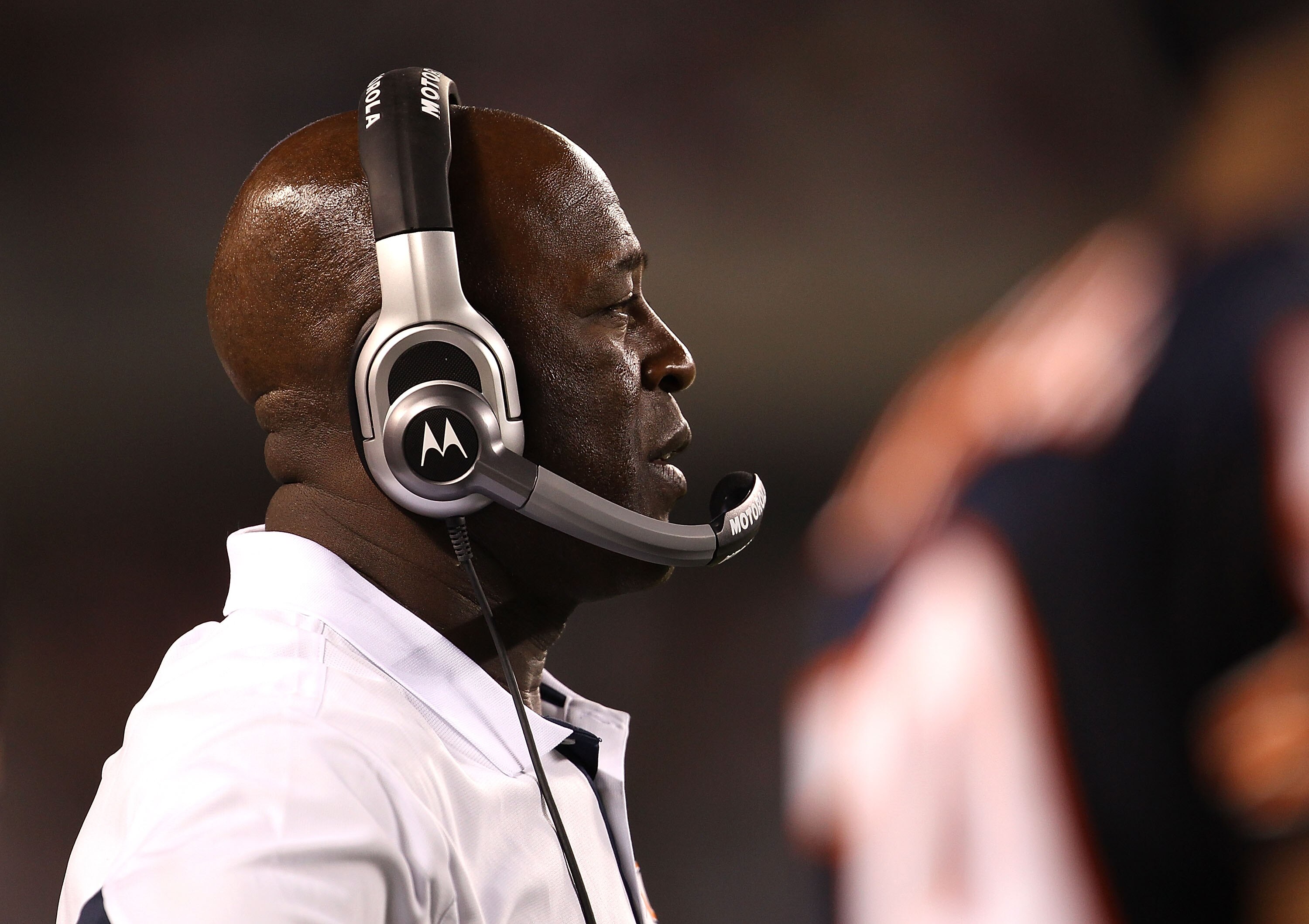CHICAGO - AUGUST 21: Head coach Lovie Smith of the Chicago Bears watches as his team takes on the Oakland Raiders during a preseason game at Soldier Field on August 21, 2010 in Chicago, Illinois. The Raiders defeated the Bears 32-17. (Photo by Jonathan Da