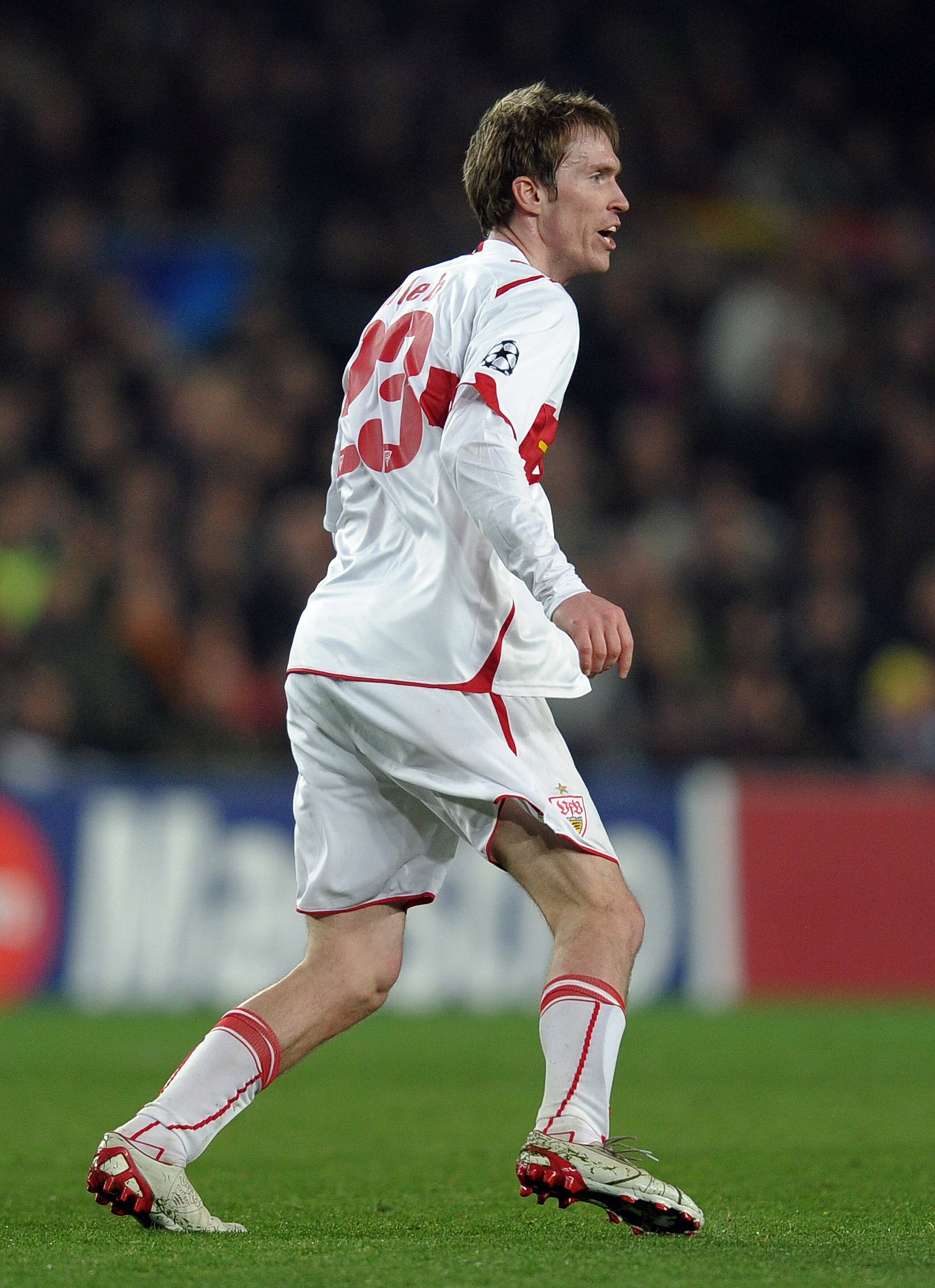BARCELONA, SPAIN - MARCH 17:  Aleksandr Hleb of Stuttgart reacts during the UEFA Champions League round of sixteen second leg match between FC Barcelona and VfB Stuttgart at the Camp Nou stadium on March 17, 2010 in Barcelona, Spain. Barcelona won the mat