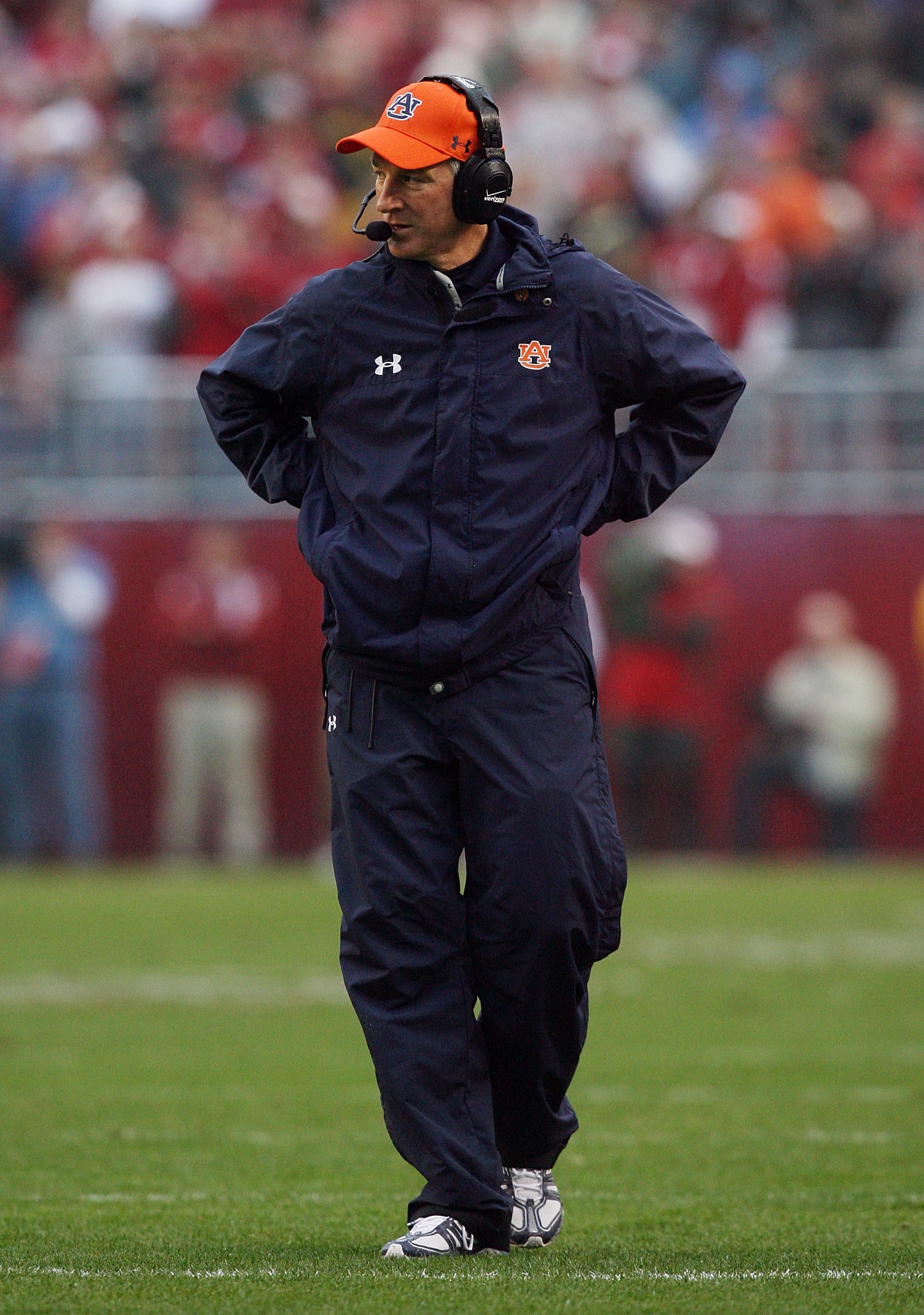TUSCALOOSA, AL - NOVEMBER 29:  Head coach Tommy Tuberville of the Auburn Tigers watches his team take on the Alabama Crimson Tide at Bryant-Denny Stadium on November 29, 2008 in Tuscaloosa, Alabama.  (Photo by Doug Benc/Getty Images)