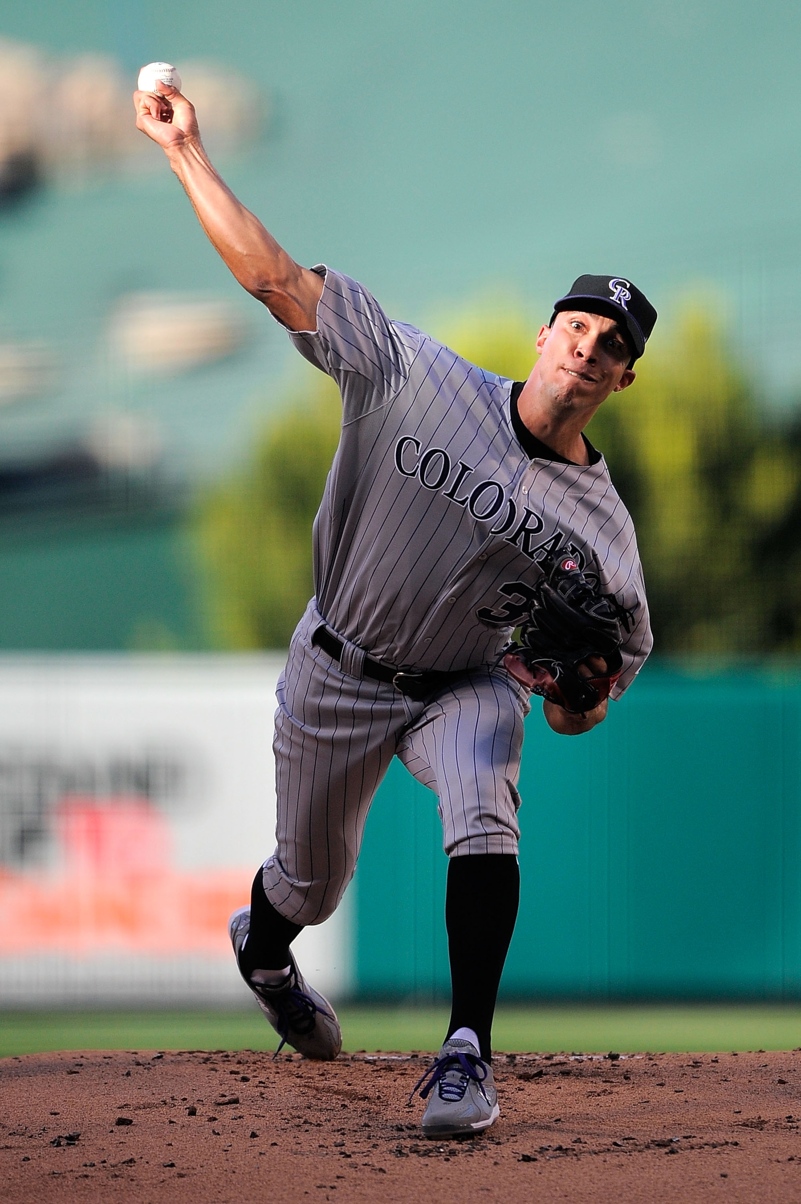ANAHEIM, CA - JULY 13:  National League All-Star Ubaldo Jimenez #38 of the Colorado Rockies throws a pitch during the 81st MLB All-Star Game at Angel Stadium of Anaheim on July 13, 2010 in Anaheim, California.  (Photo by Pool/Getty Images)