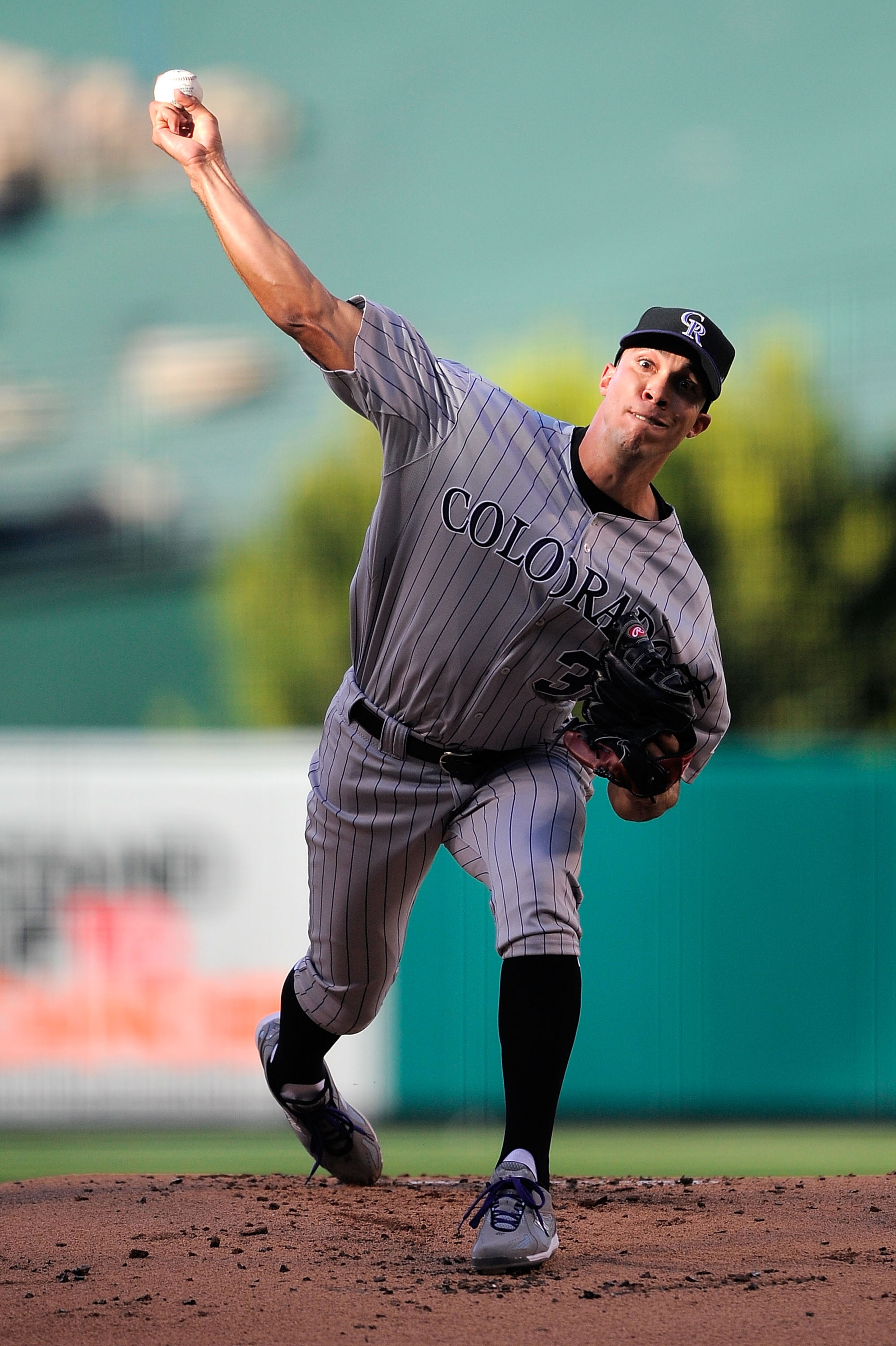 ANAHEIM, CA - JULY 13:  National League All-Star Ubaldo Jimenez #38 of the Colorado Rockies throws a pitch during the 81st MLB All-Star Game at Angel Stadium of Anaheim on July 13, 2010 in Anaheim, California.  (Photo by Pool/Getty Images)