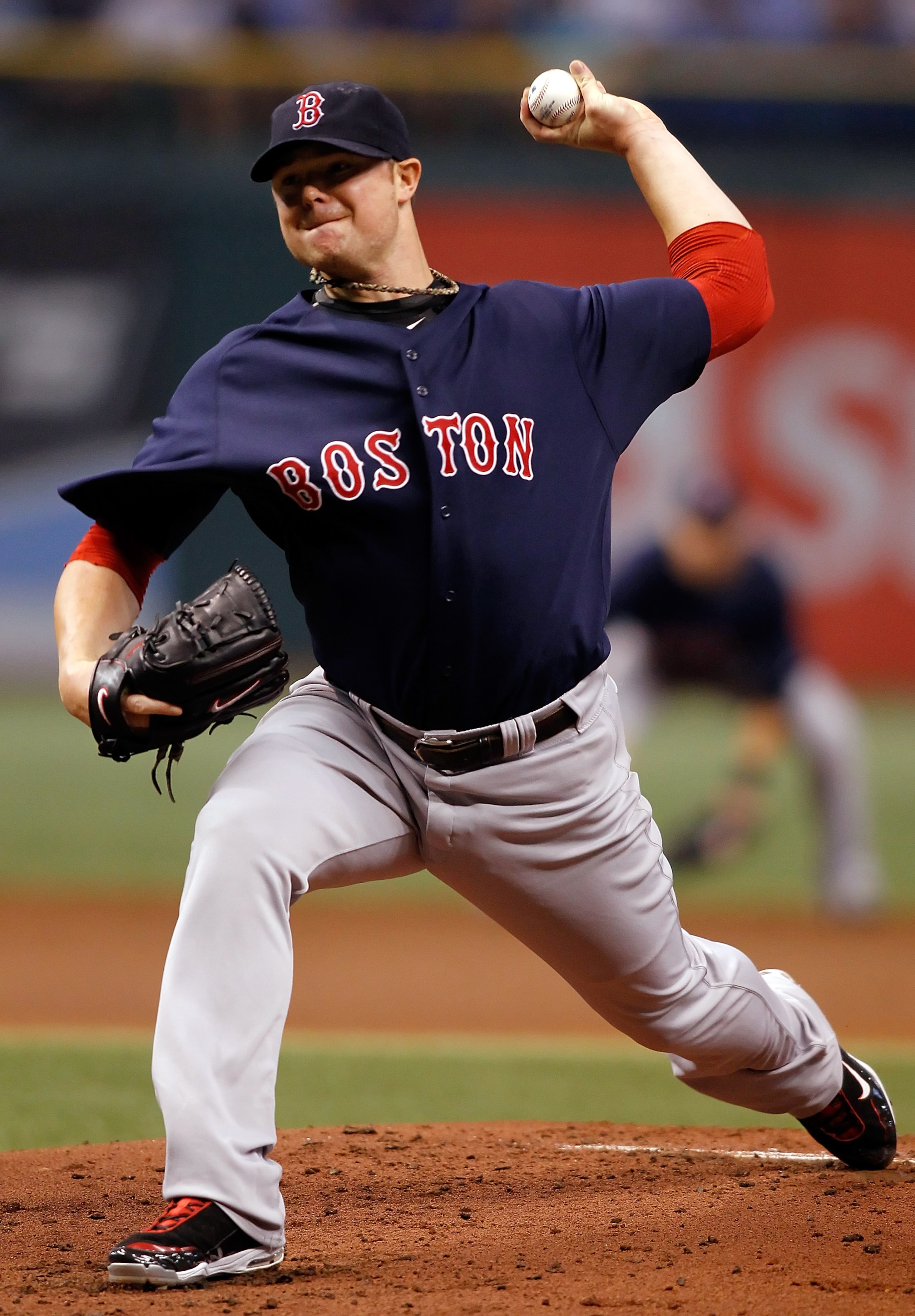 ST. PETERSBURG - AUGUST 27:  Pitcher Jon Lester #31 of the Boston Red Sox pitches against the Tampa Bay Rays during the game at Tropicana Field on August 27, 2010 in St. Petersburg, Florida.  (Photo by J. Meric/Getty Images)