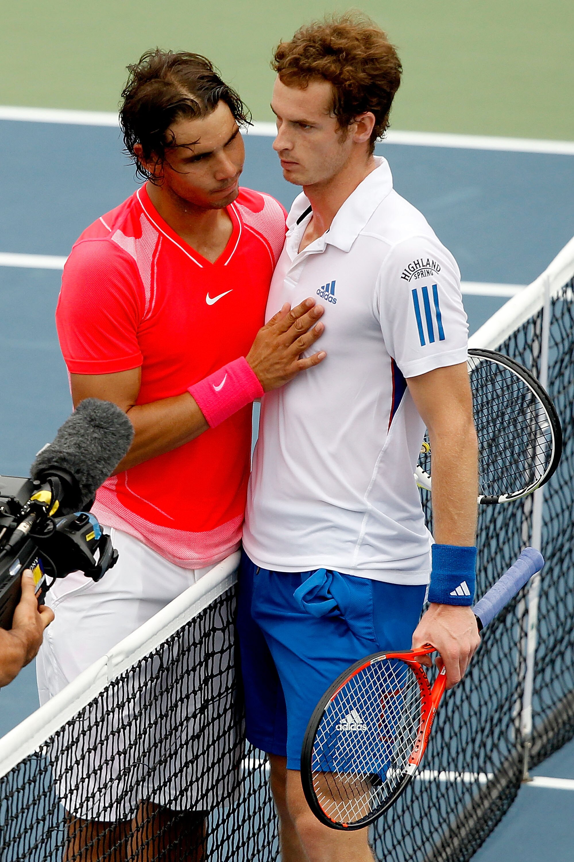 TORONTO, ON - AUGUST 14: Rafael Nadal of Spain congratulates Andy Murray of Great Britain after their match during the semifinals of the Rogers Cup at the Rexall Centre on August 14, 2010 in Toronto, Canada. (Photo by Matthew Stockman/Getty Images) TORONTO, ON - AUGUST 14: Rafael Nadal of Spain congratulates Andy Murray of Great Britain after their match during the semifinals of the Rogers Cup at the Rexall Centre on August 14, 2010 in Toronto, Canada. (Photo by Matthew Stockman/Getty Images)