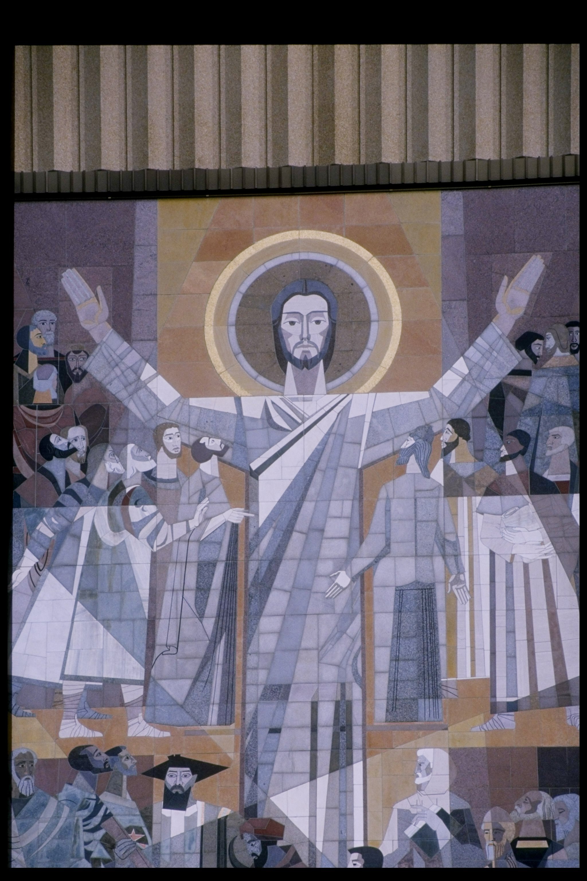 13 Aug 1997:   A view of Touchdown Jesus at newly renovated Notre Dame Stadium during Media Day in South Bend, Indiana. Mandatory Credit: Matthew Stockman  /Allsport