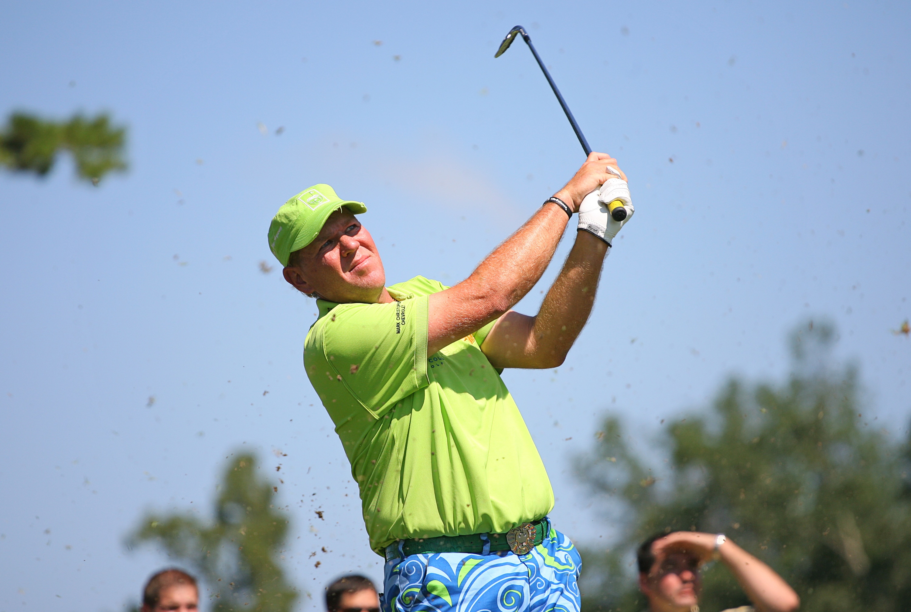 GREENSBORO, NC - AUGUST 20: John Daly hits his tee shot on the 16th hole during the second round of the Wyndham  Championship at Sedgefield Country Club on August 20, 2010 in Greensboro, North Carolina. (Photo by Hunter Martin/Getty Images)